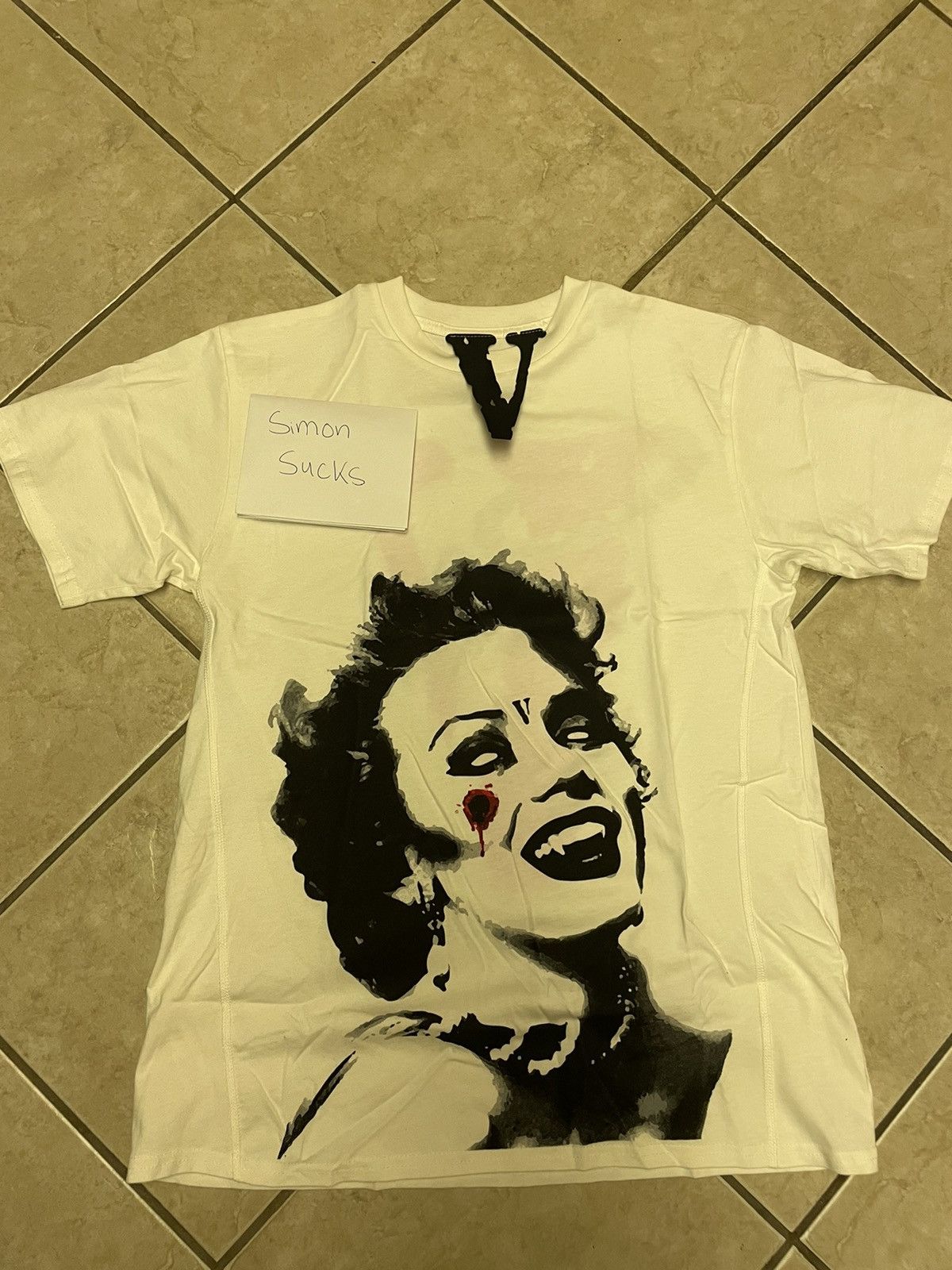 Image of Vlone Marilyn Monroe Vampire Tee Small in White, Men's