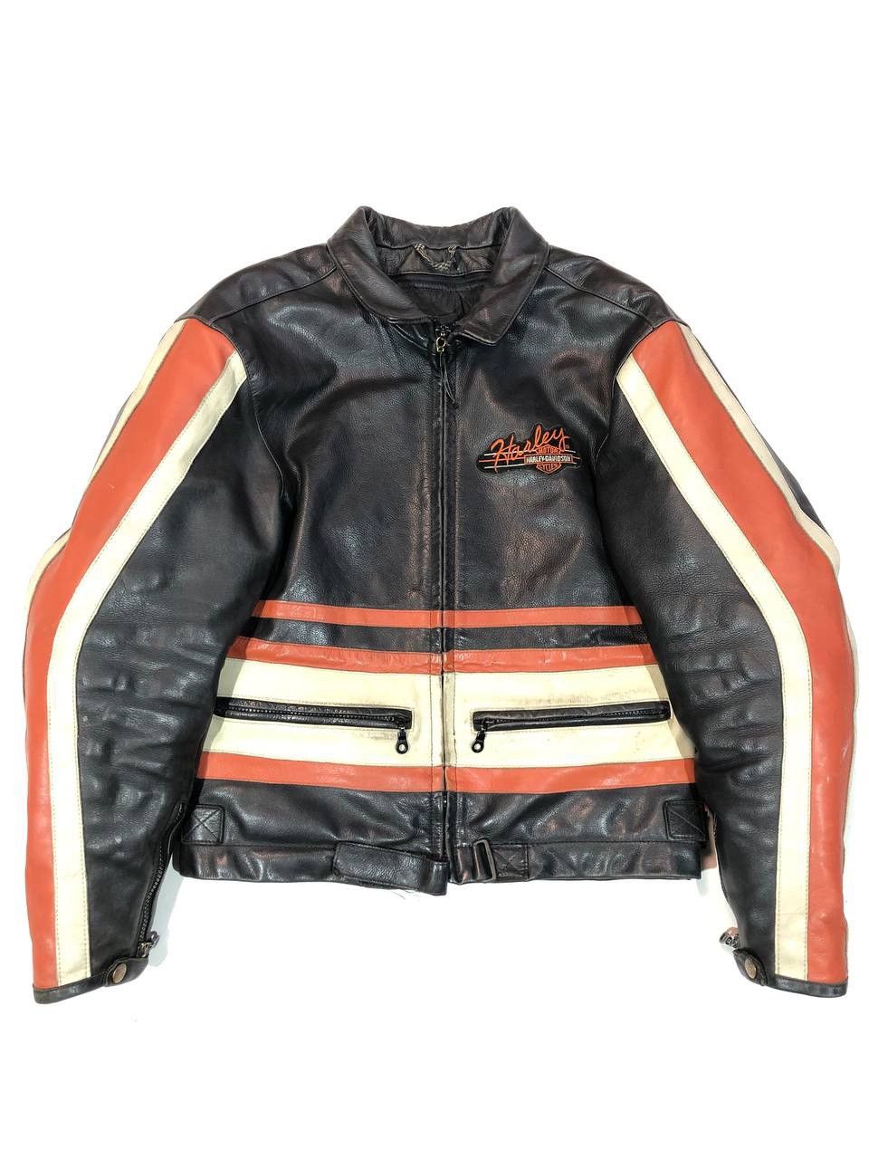 image of Spidi Harley Davidson Moto Leather Jacket Vintage Racing in Black, Men's (Size Medium)