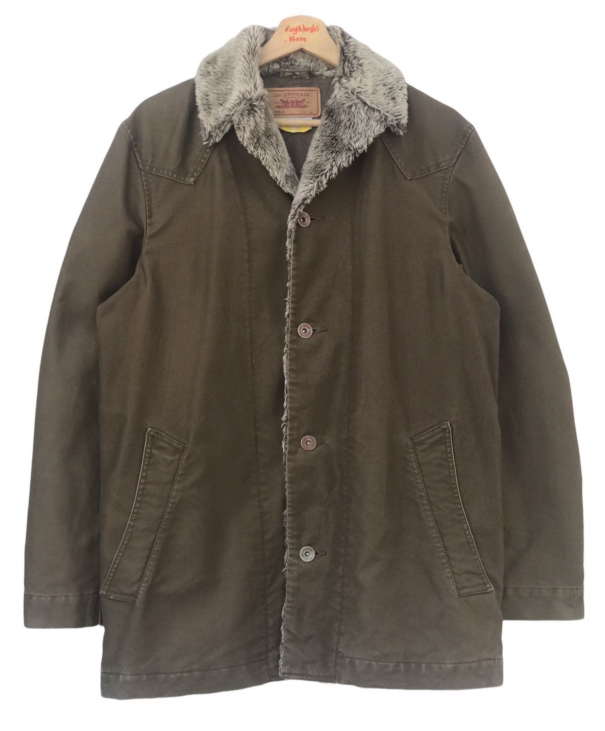 image of Levis Levi’S Men’S Faux Shearling Parka Jacket in Brown, Men's (Size Large)