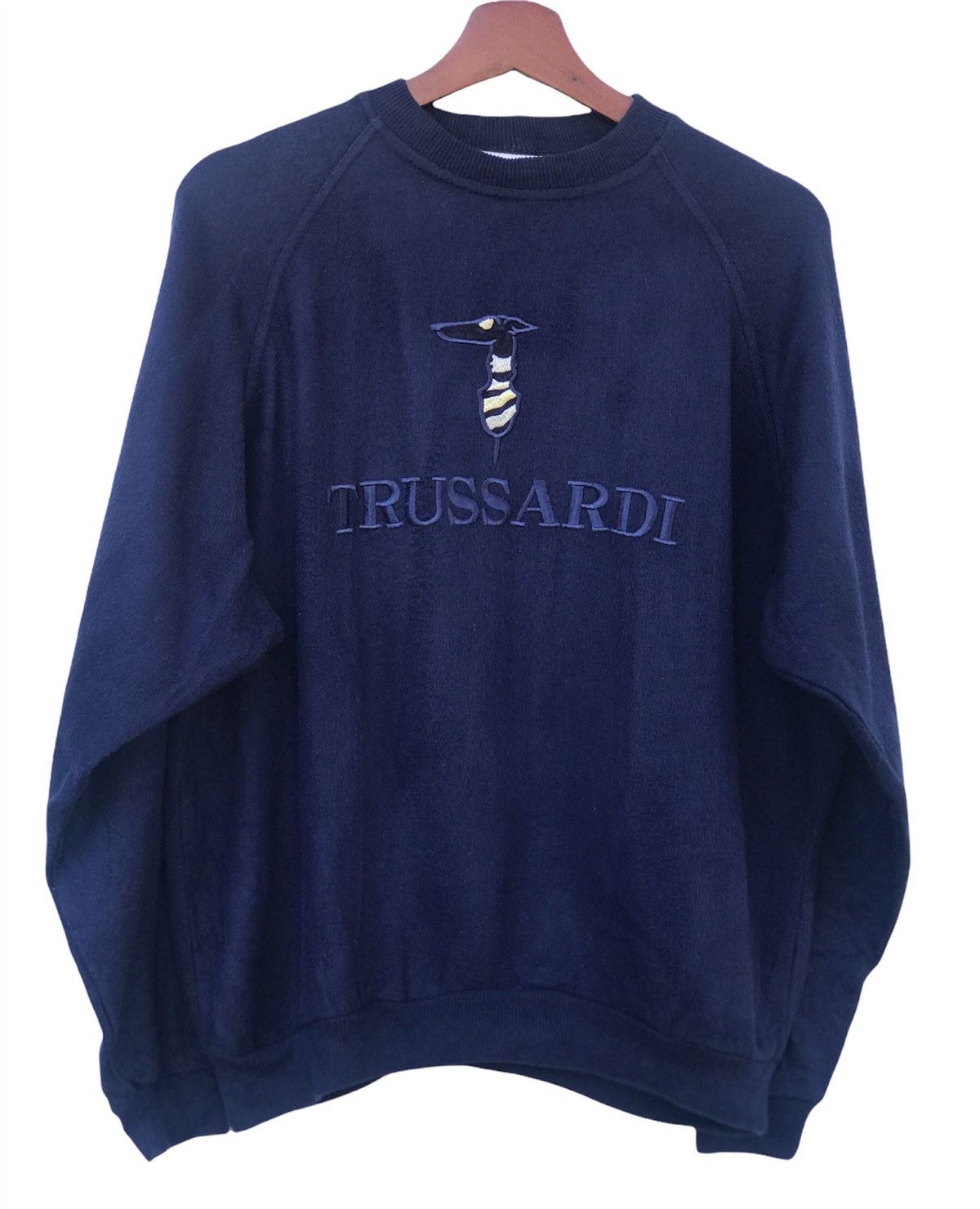 image of Sweatshirt Trussardi Big Logo in Blueblack, Men's (Size Medium)