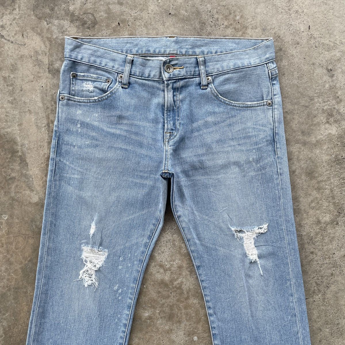 Japanese Brand × Jean Vintage Japanese Brand Distressed Faded Denim Jeans Pants Size US 33 - 3 Thumbnail