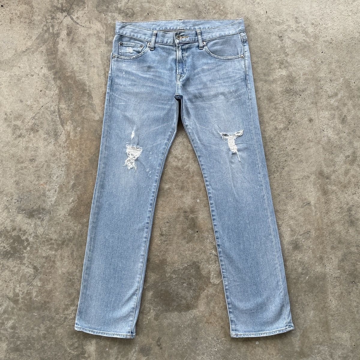 Japanese Brand × Jean Vintage Japanese Brand Distressed Faded Denim Jeans Pants Size US 33 - 1 Thumbnail