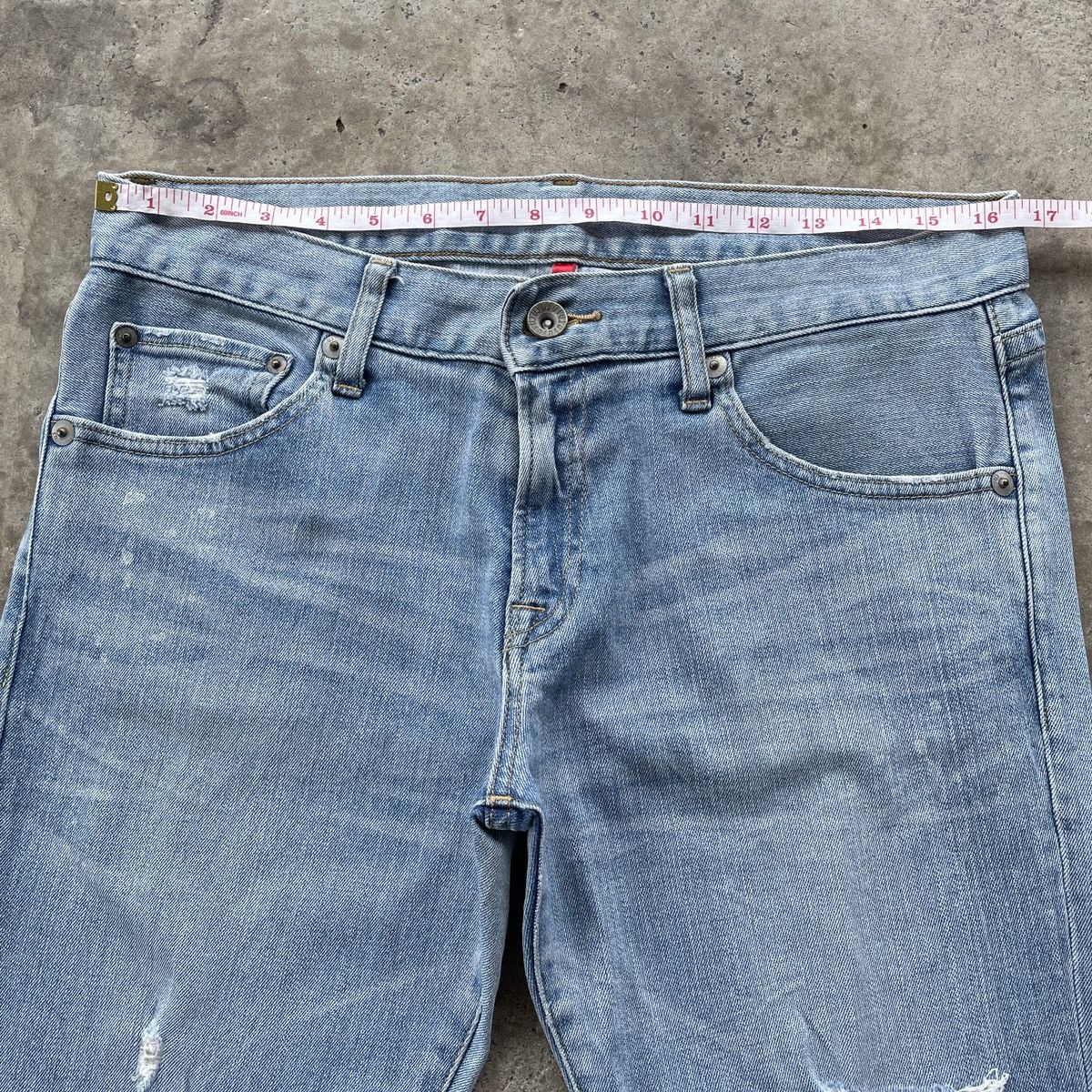 Japanese Brand × Jean Vintage Japanese Brand Distressed Faded Denim Jeans Pants Size US 33 - 5 Thumbnail