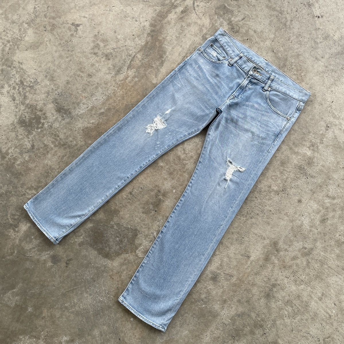 Japanese Brand × Jean Vintage Japanese Brand Distressed Faded Denim Jeans Pants Size US 33 - 2 Thumbnail