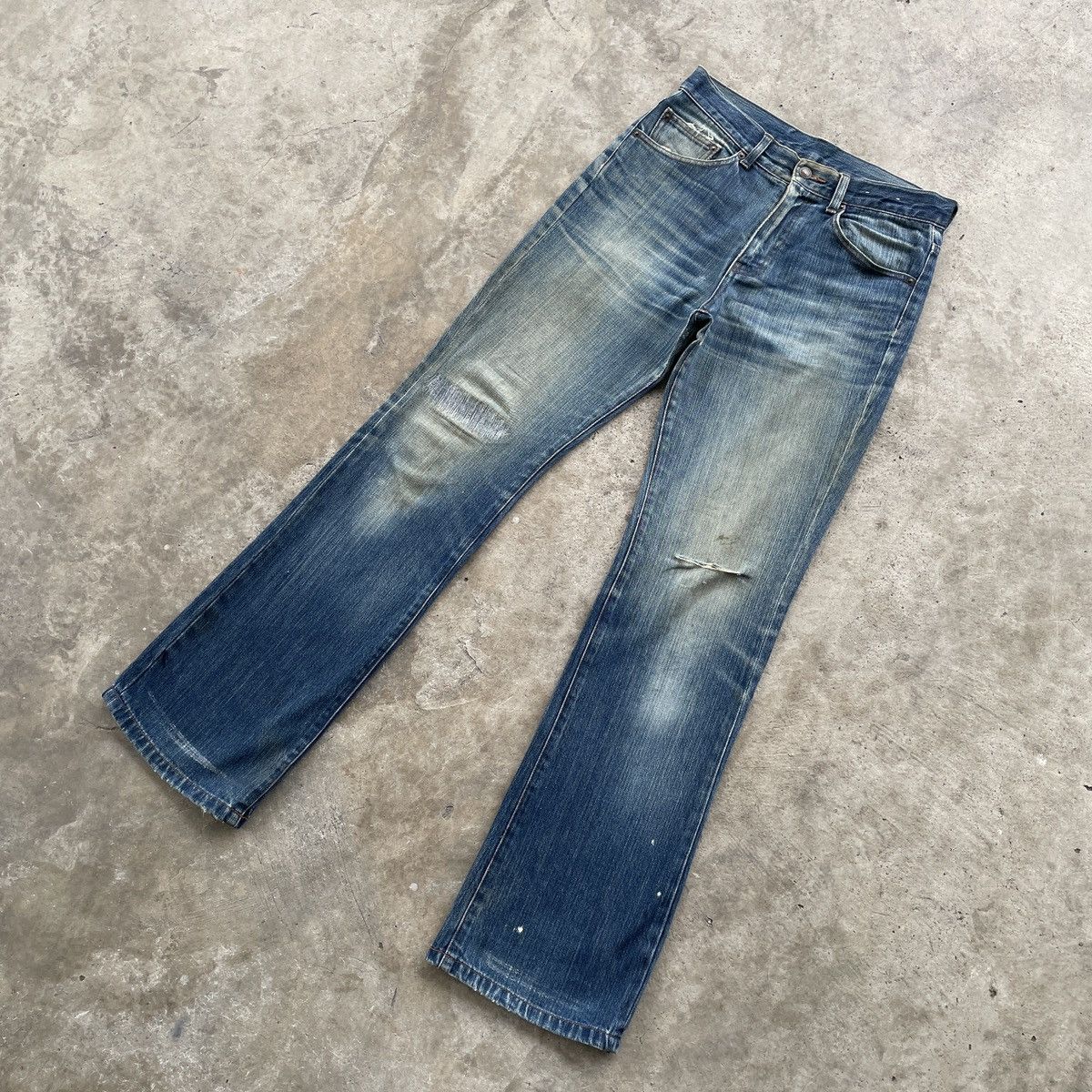 Japanese Brand × Vintage Japanese Vintage Faded Rusty Distressed FLARED Jeans Pants Size US 30 / EU 46 - 2 Thumbnail