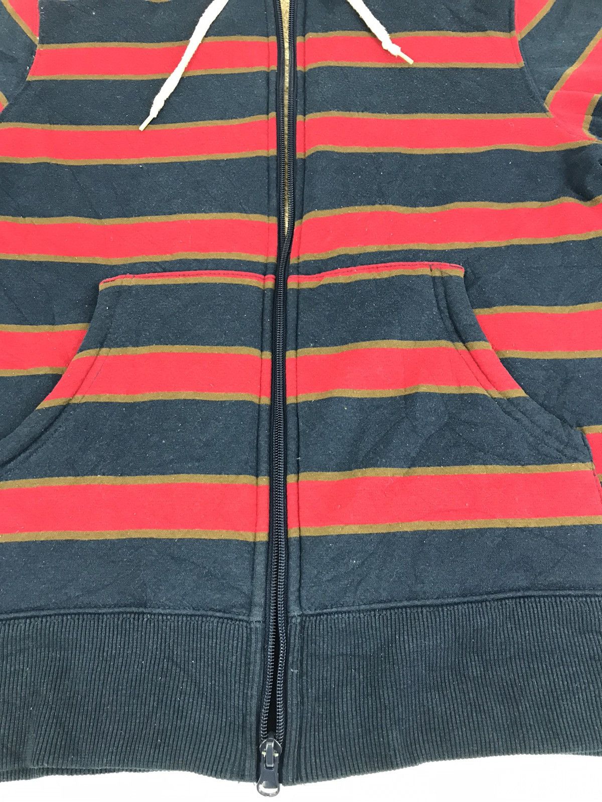 Japanese Brand × Vintage Striped Block Hoodies Sherpa Inner Big Pocket Design Size US M / EU 48-50 / 2 - 10 Thumbnail