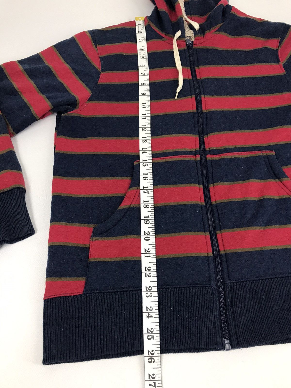 Japanese Brand × Vintage Striped Block Hoodies Sherpa Inner Big Pocket Design Size US M / EU 48-50 / 2 - 4 Thumbnail