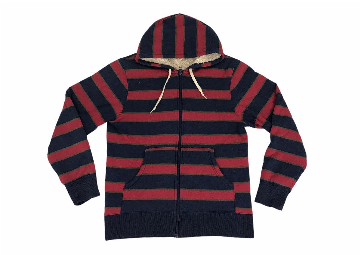 Japanese Brand × Vintage Striped Block Hoodies Sherpa Inner Big Pocket Design Size US M / EU 48-50 / 2 - 1 Thumbnail