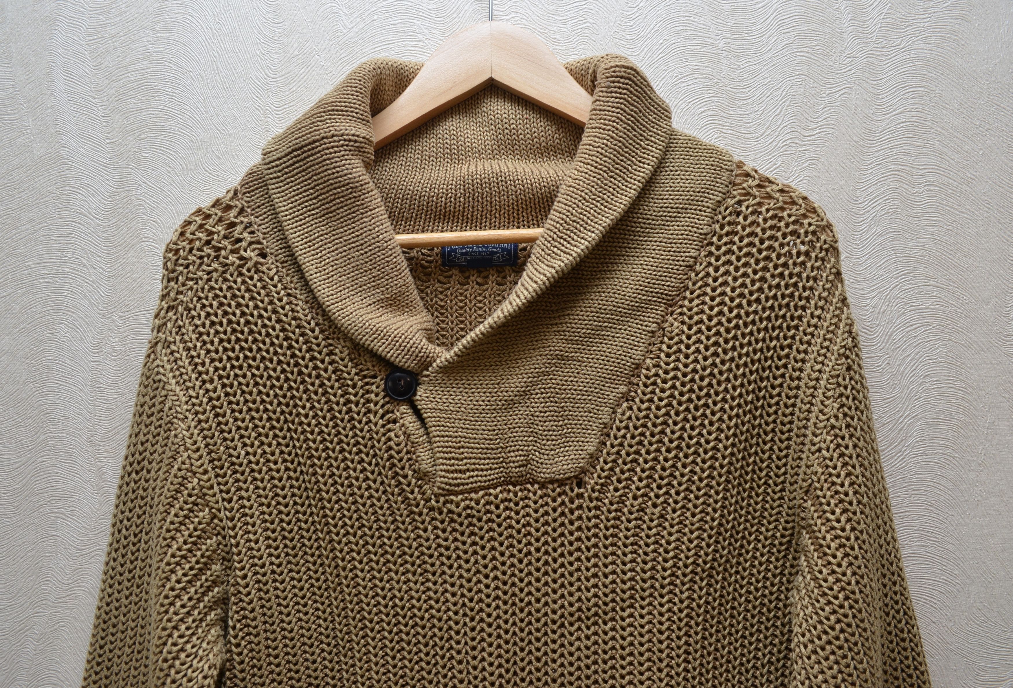 Polo Ralph Lauren × Vintage Polo Ralph Lauren Knit Shawl Neck Sweater Vintage 90s Size US L / EU 52-54 / 3 - 2 Thumbnail