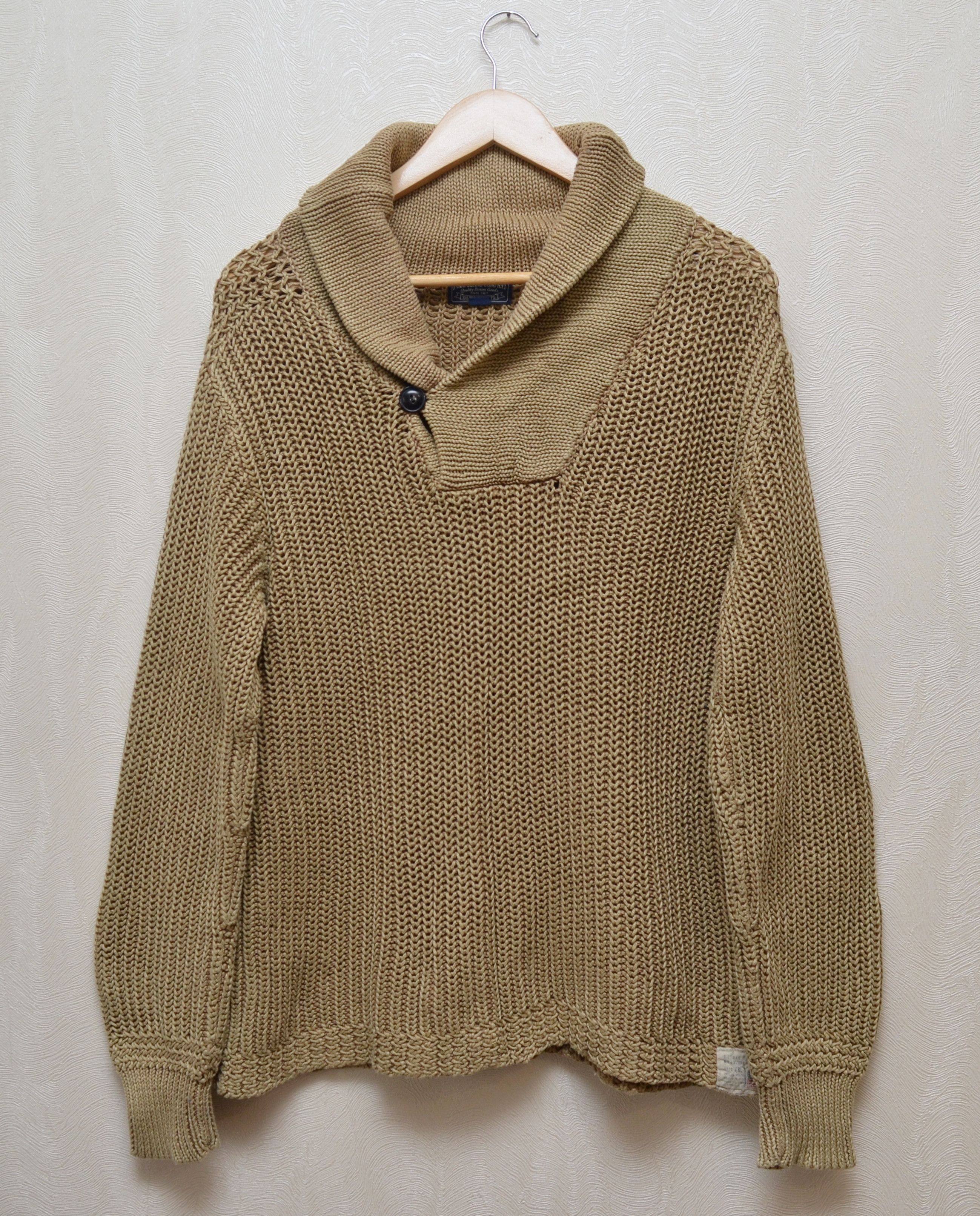 Polo Ralph Lauren × Vintage Polo Ralph Lauren Knit Shawl Neck Sweater Vintage 90s Size US L / EU 52-54 / 3 - 1 Thumbnail