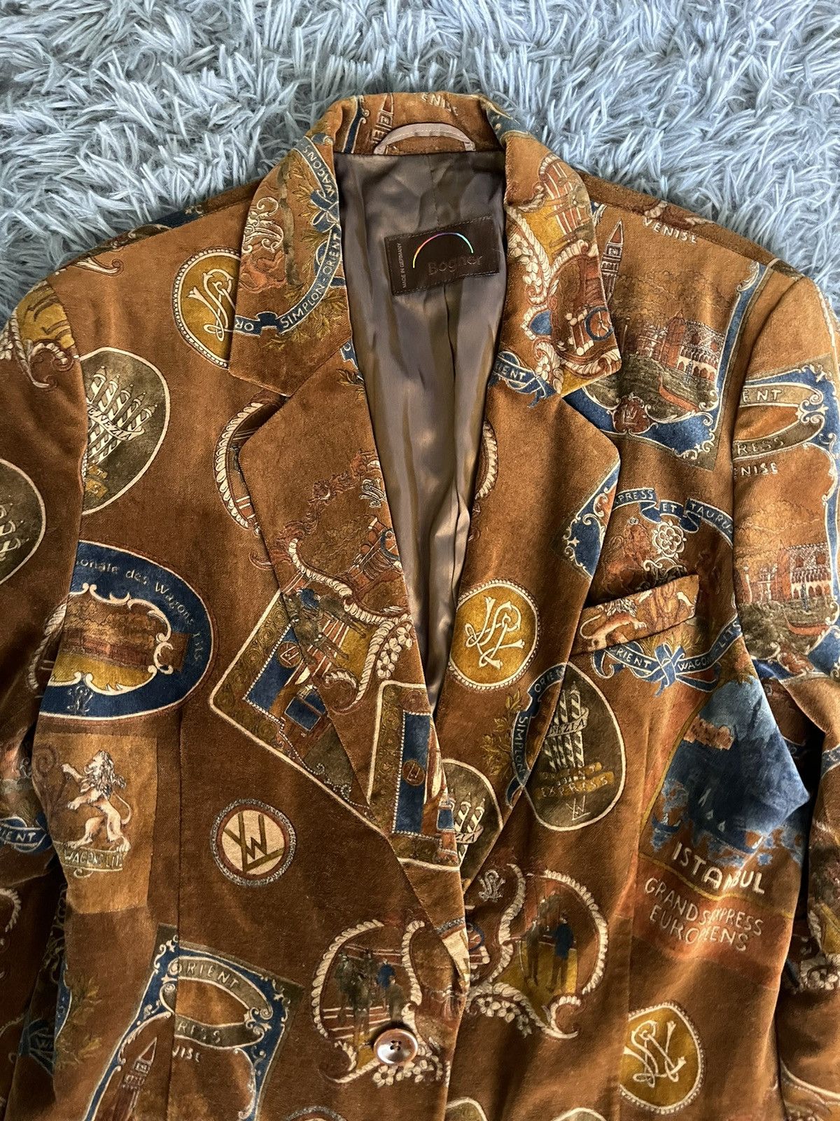 Bogner × Vintage Bogner 80s vintage velour printed blazer Size L / US 10 / IT 46 - 3 Thumbnail