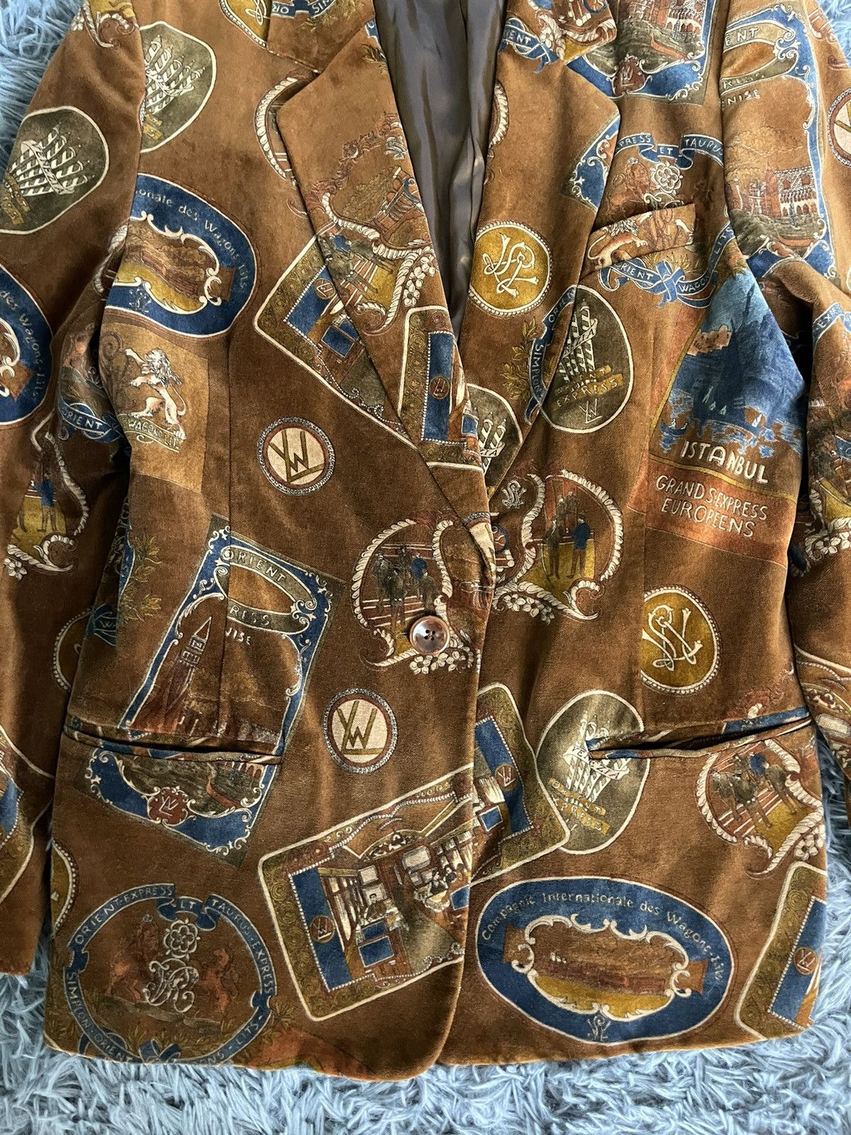 Bogner × Vintage Bogner 80s vintage velour printed blazer Size L / US 10 / IT 46 - 2 Thumbnail