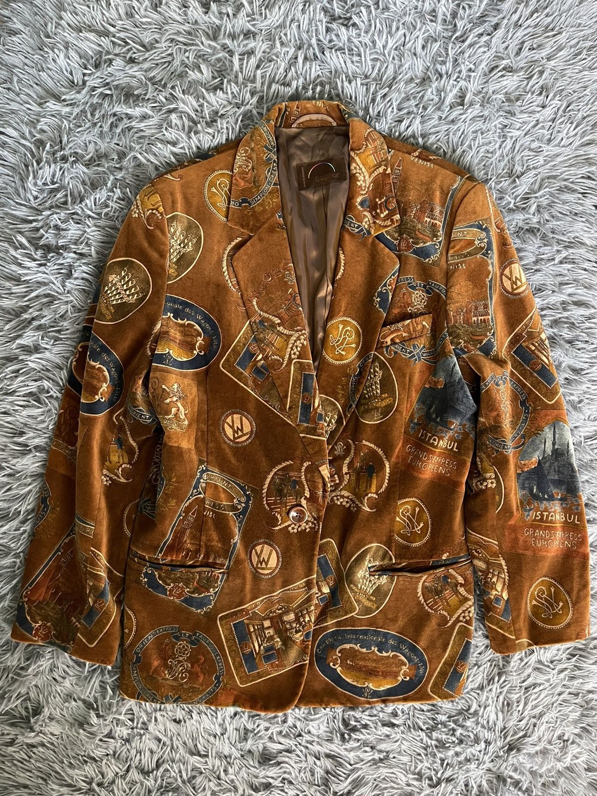Bogner × Vintage Bogner 80s vintage velour printed blazer Size L / US 10 / IT 46 - 1 Thumbnail