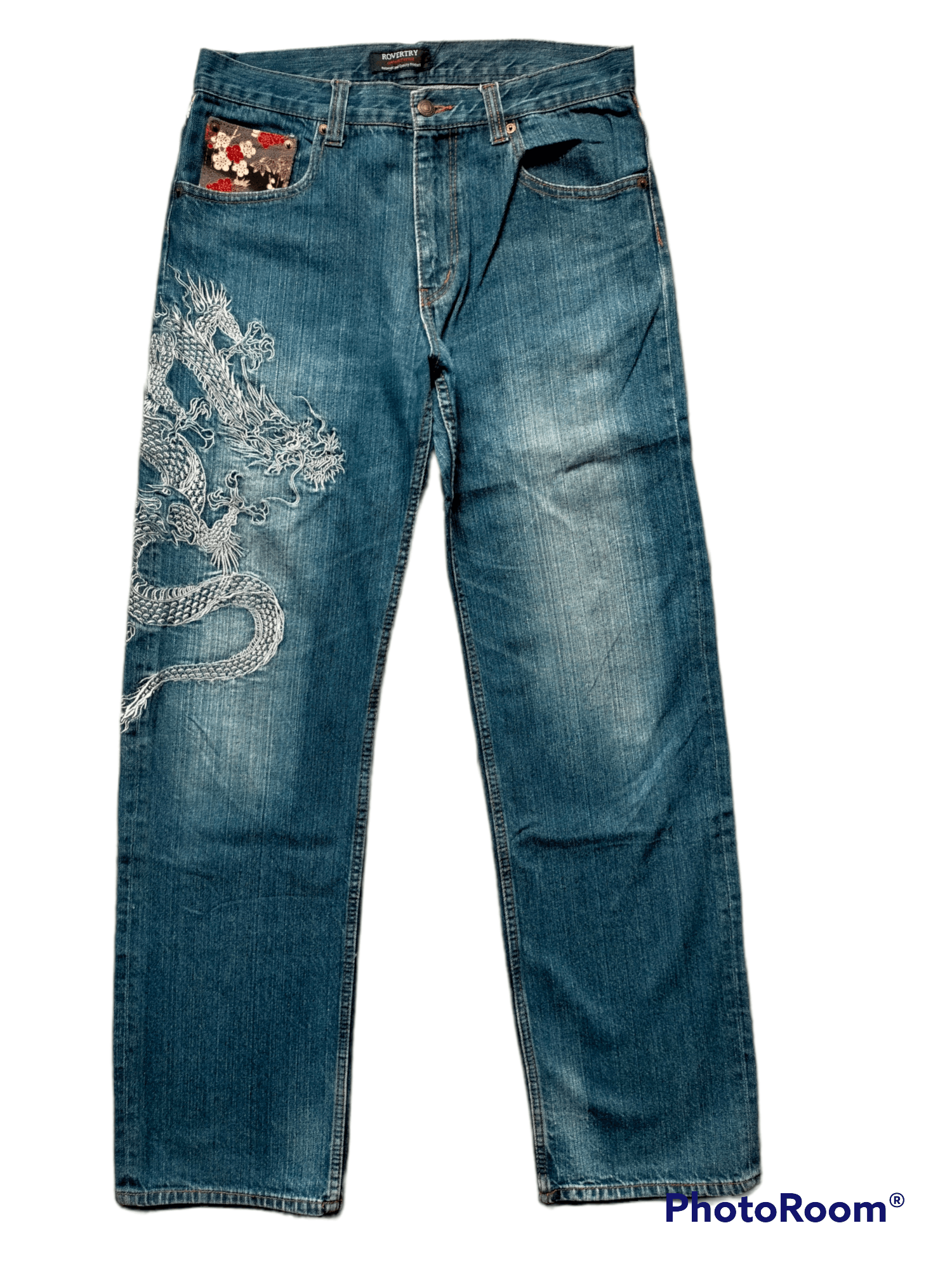 If Six Was Nine × Japanese Brand Vintage Rovertry Embroidered Dragon jeans Size US 33 - 3 Thumbnail