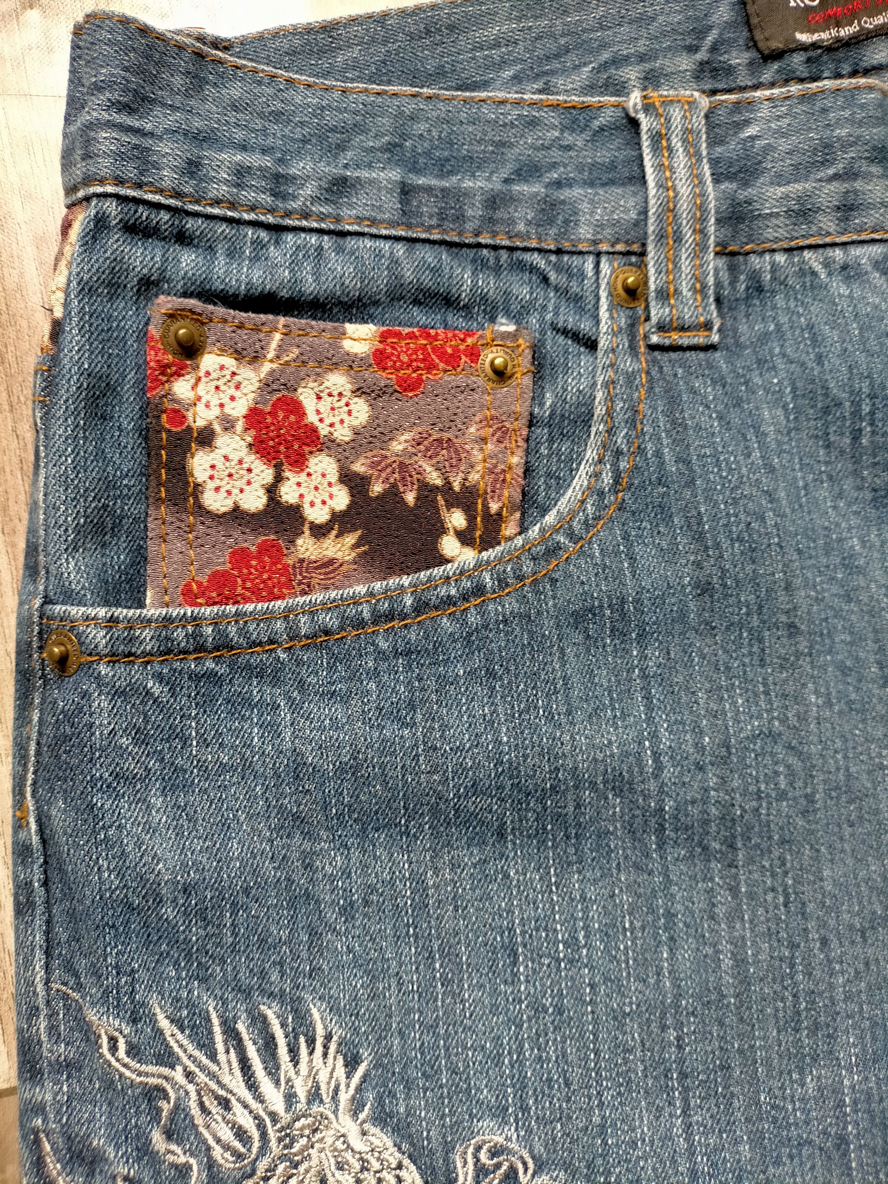If Six Was Nine × Japanese Brand Vintage Rovertry Embroidered Dragon jeans Size US 33 - 6 Thumbnail