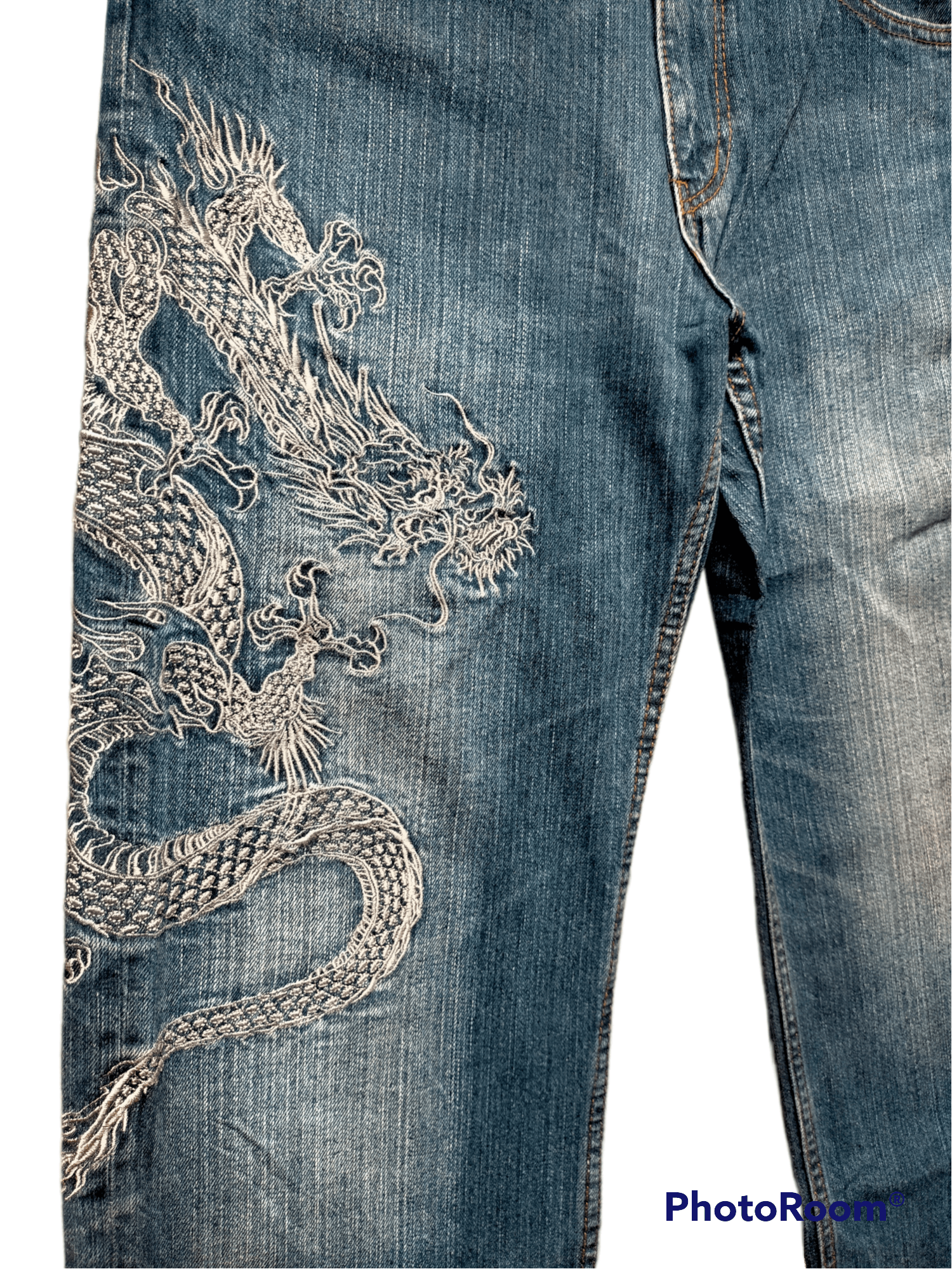 If Six Was Nine × Japanese Brand Vintage Rovertry Embroidered Dragon jeans Size US 33 - 5 Thumbnail