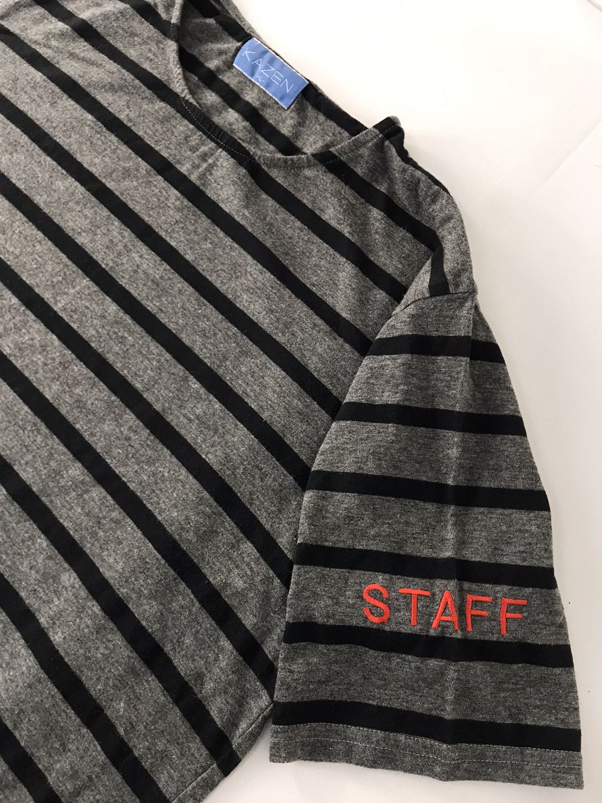 Japanese Brand Kazen Staff Stripe Printed Tee Inspired Designer Unisex Wear Size US M / EU 48-50 / 2 - 3 Thumbnail