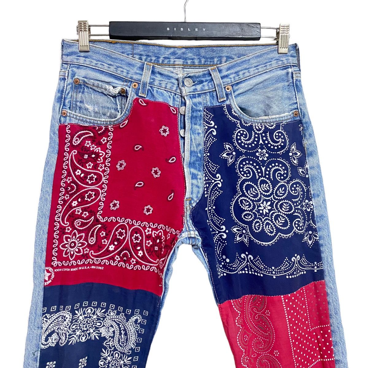 Levi's Vintage 90s Levis 501 Bandana Patchwork Jeans Kapital Size US 30 / EU 46 - 3 Thumbnail