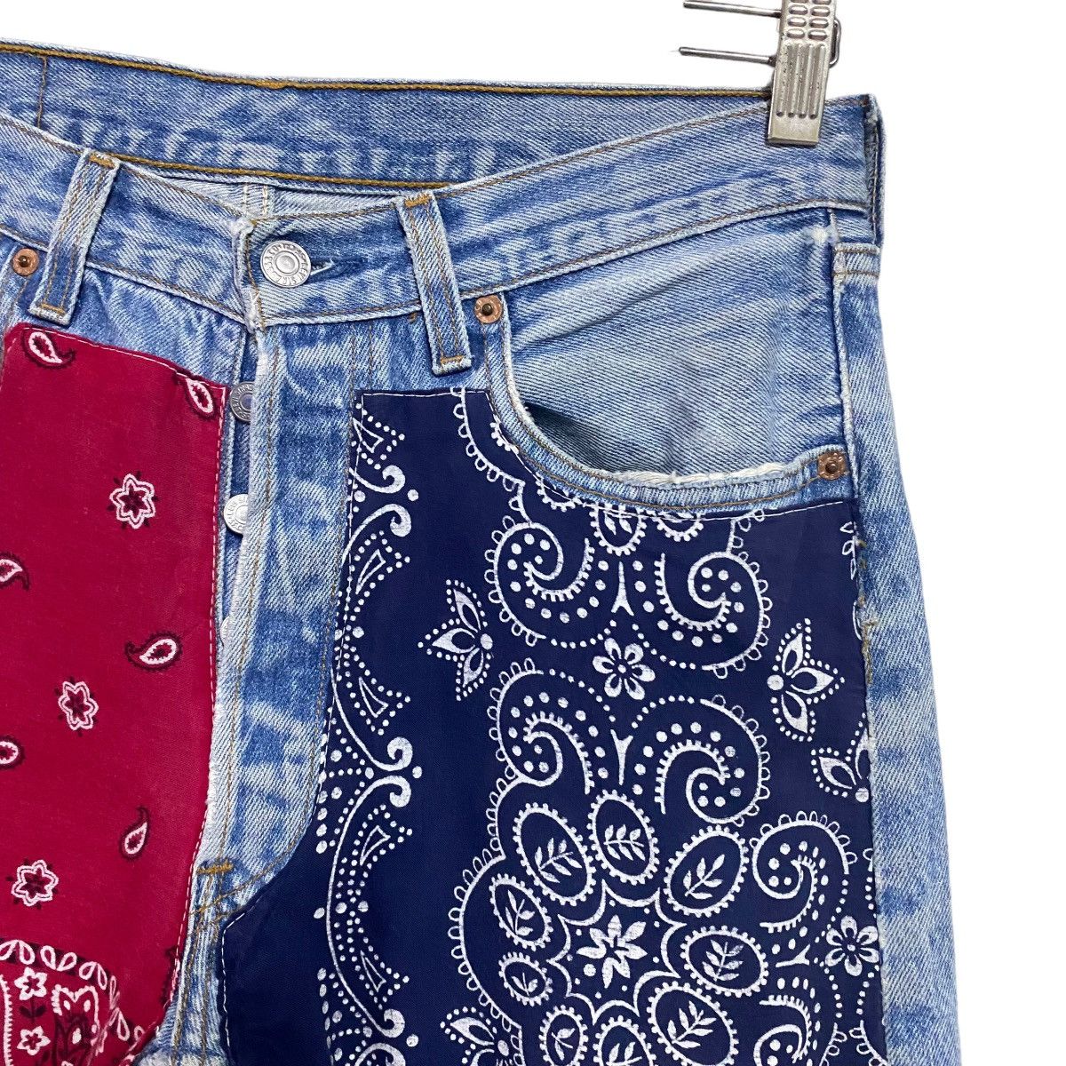 Levi's Vintage 90s Levis 501 Bandana Patchwork Jeans Kapital Size US 30 / EU 46 - 4 Thumbnail