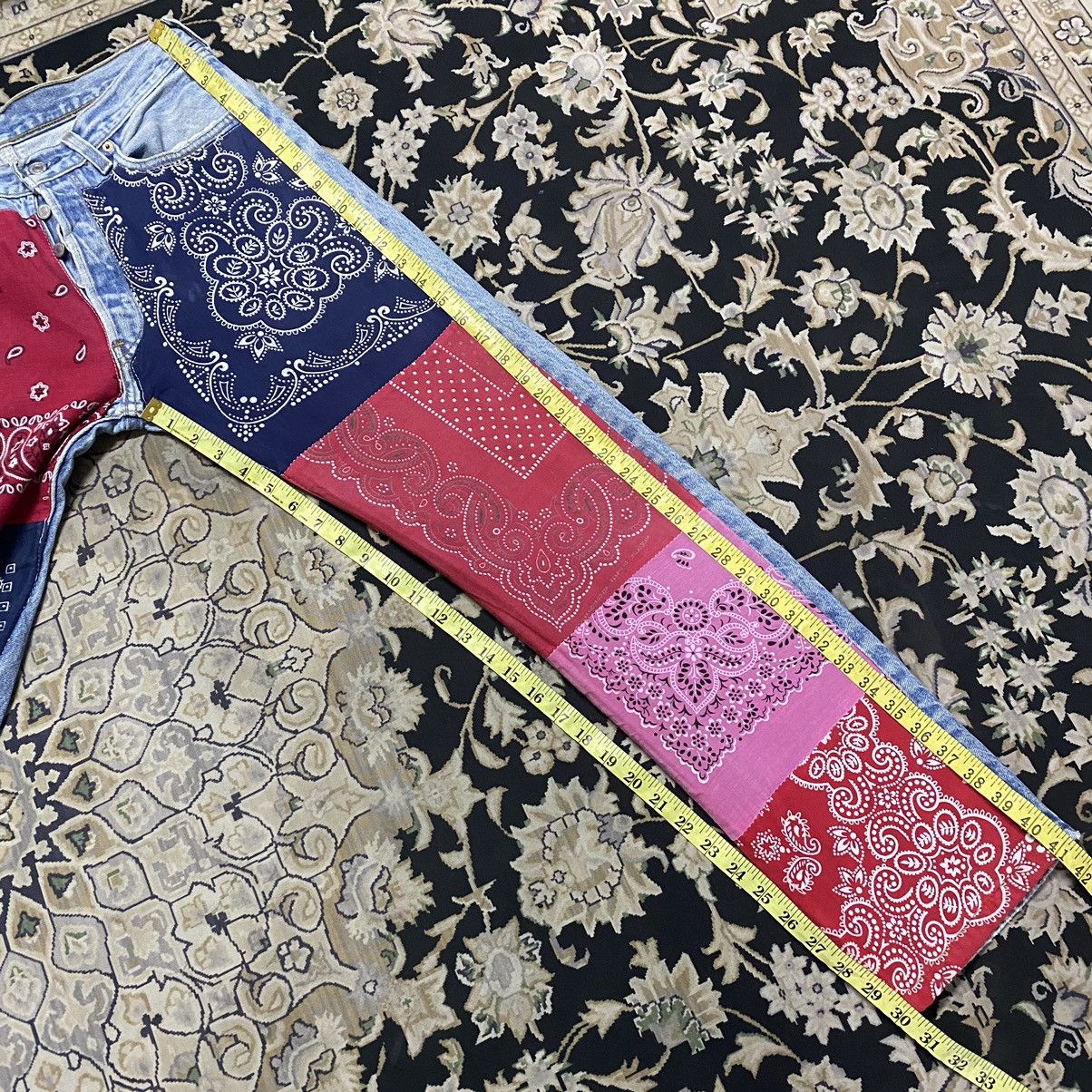 Levi's Vintage 90s Levis 501 Bandana Patchwork Jeans Kapital Size US 30 / EU 46 - 19 Thumbnail