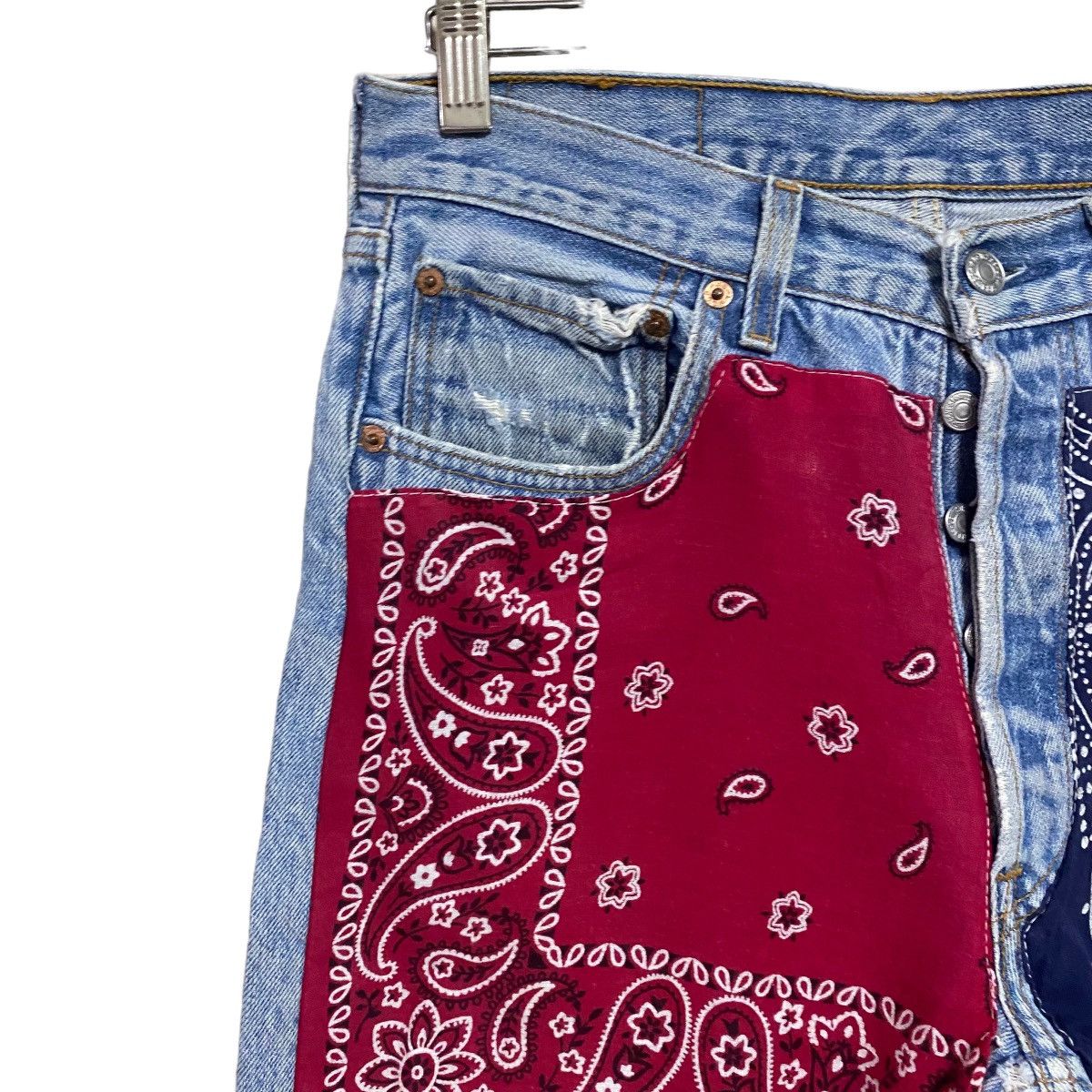 Levi's Vintage 90s Levis 501 Bandana Patchwork Jeans Kapital Size US 30 / EU 46 - 5 Thumbnail
