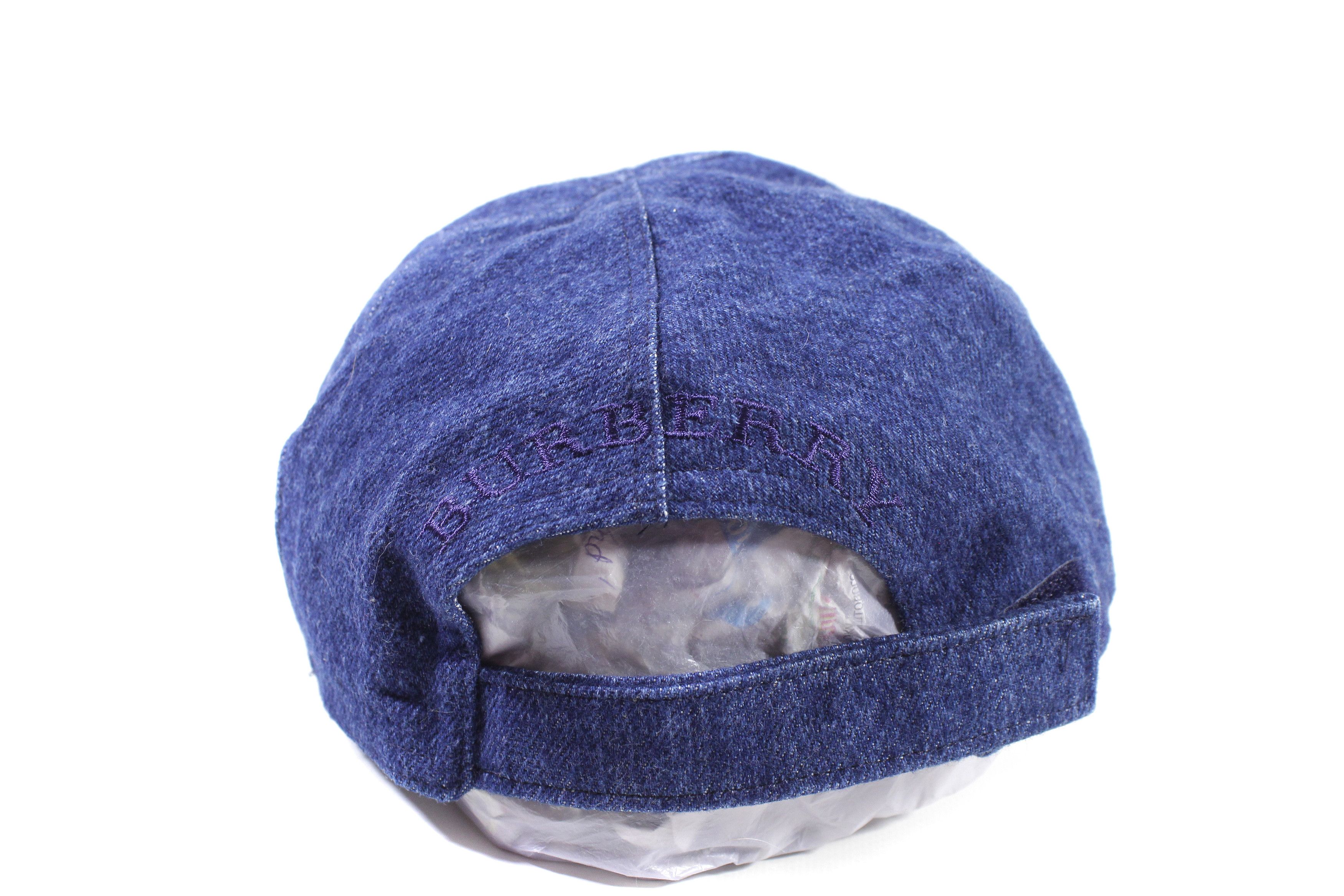 Burberry 90S Logo Denim Cap Vintage Size ONE SIZE - 4 Thumbnail
