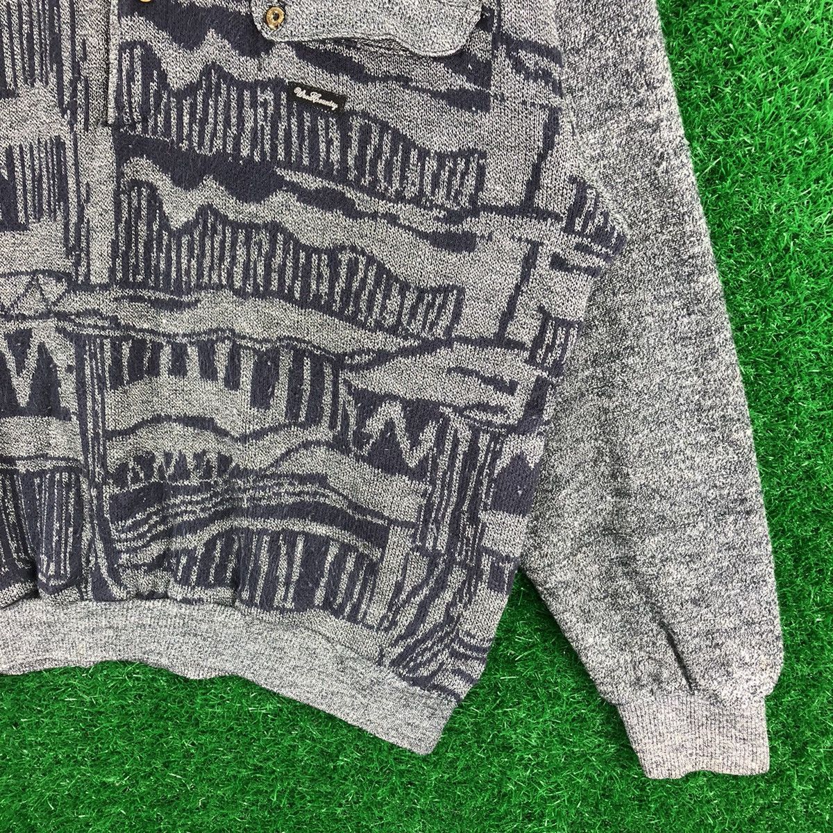 Aran Isles Knitwear Vintage 90's Knit Polo Shirt Salt and Papper by Wood Country Size US L / EU 52-54 / 3 - 3 Thumbnail