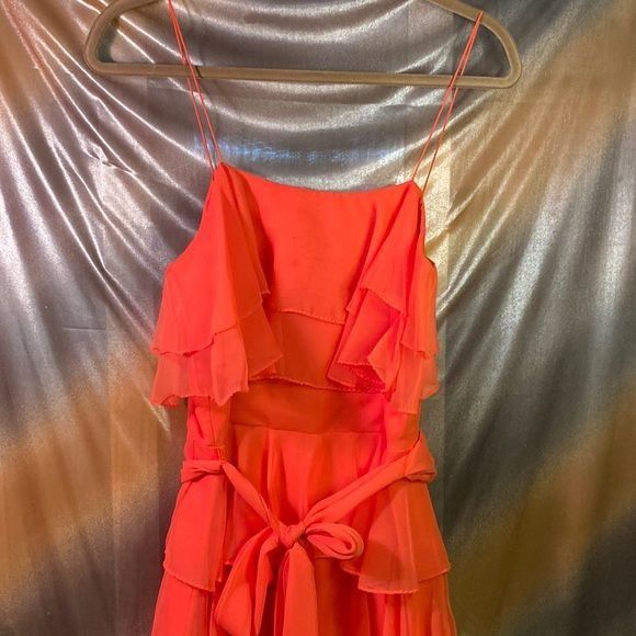 strapless open back dress Ulissa Orange Square Neck Jacquard Textured High Slit Maxi Dress main image 0