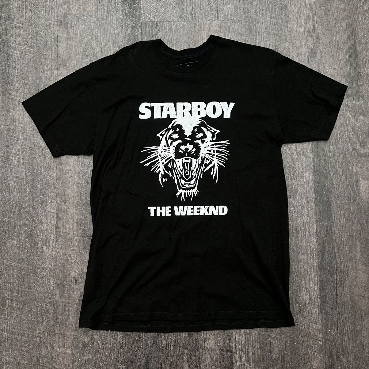 image of The Weeknd Xo Starboy 2016 Panther Graphic Tee in Black, Men's (Size XL)