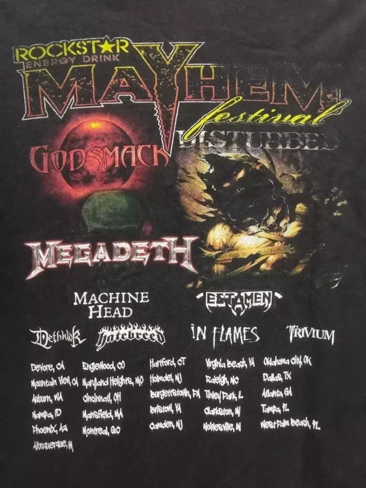 Band Tees Rockstar Festival Mayhem Tour 2011 Tee Megadeth Godsmack Size US L / EU 52-54 / 3 - 1 Thumbnail