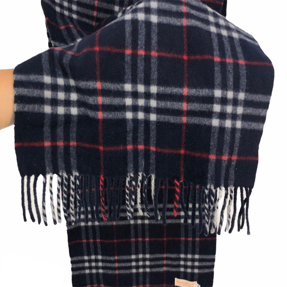 Burberry Vintage Burberrys Fringed Check Pure Cashmere Scarf Size ONE SIZE - 2 Thumbnail