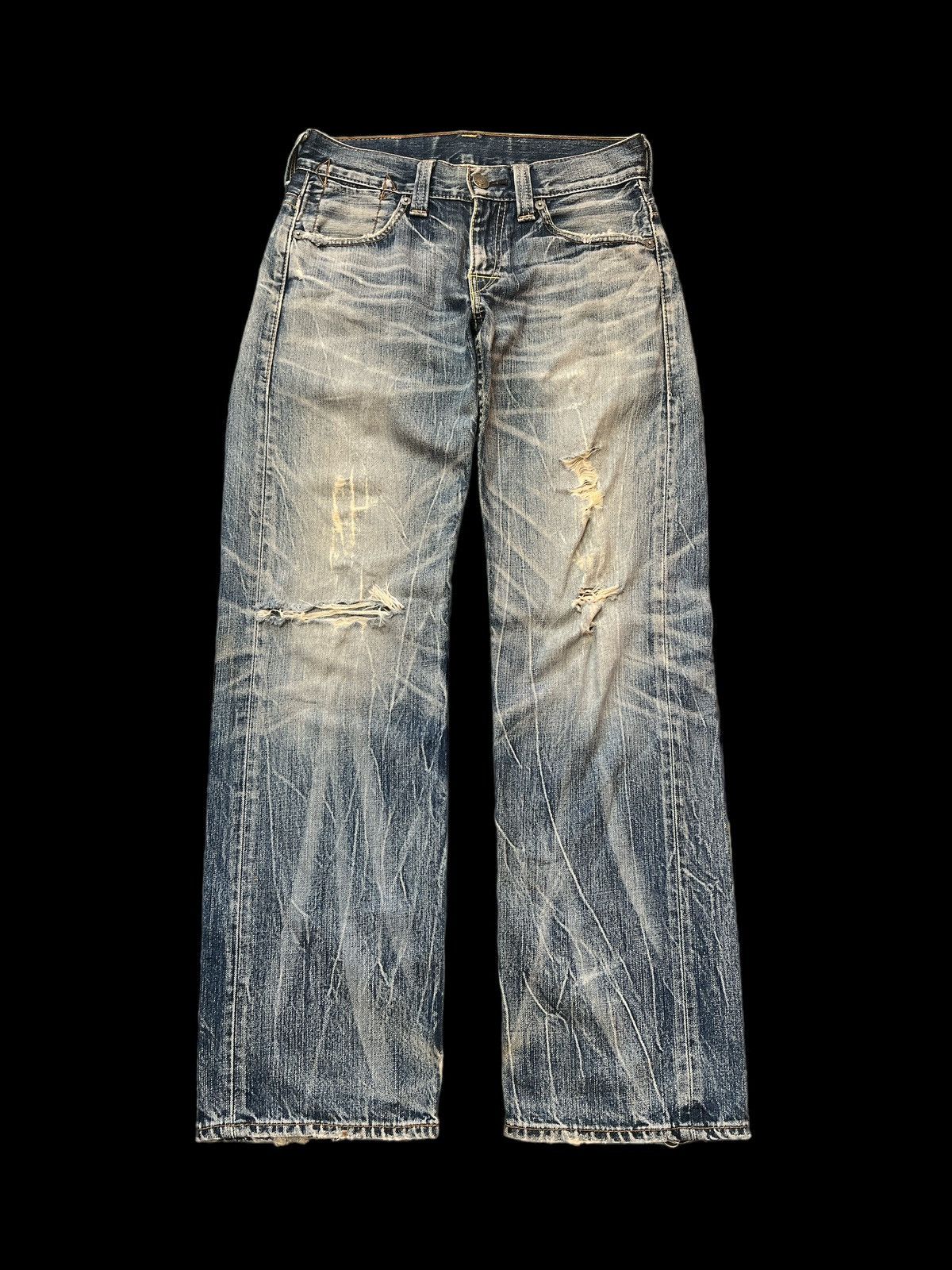 image of Thrashed Levis 503 Kurt Kobain Distressed Denim Pant in Blue, Men's (Size 29)