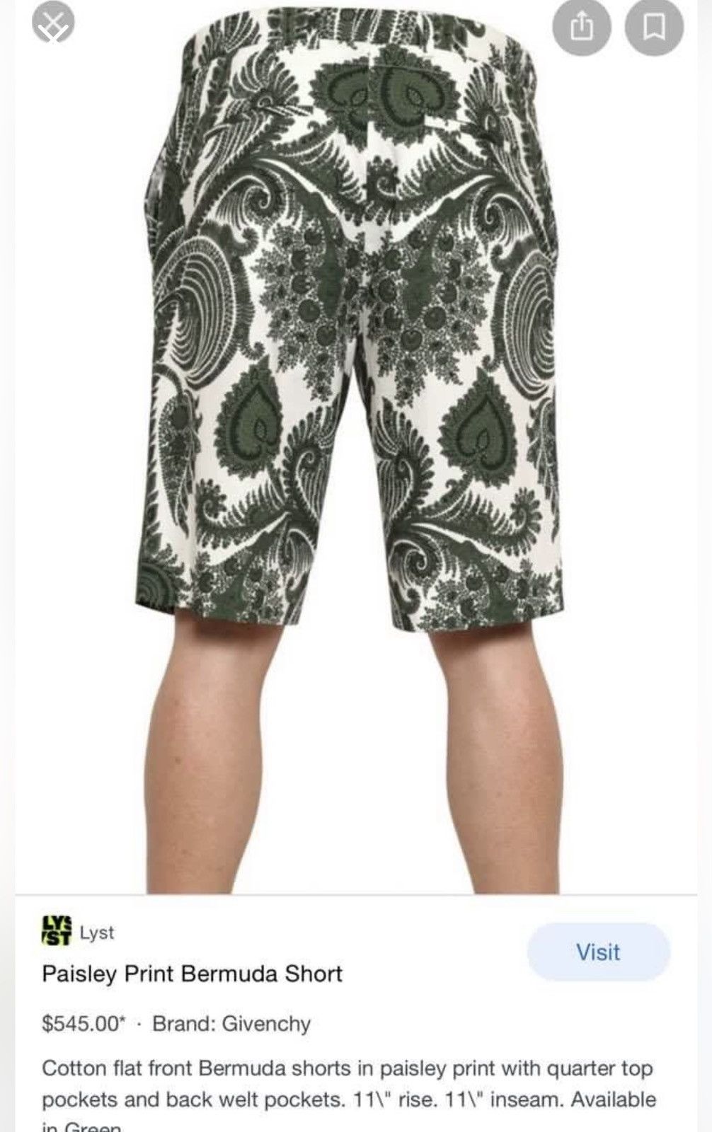Givenchy 🔥LAST CALL‼️Givenchy Paisley Bermuda Summer Shorts Size US 32 / EU 48 - 6 Thumbnail