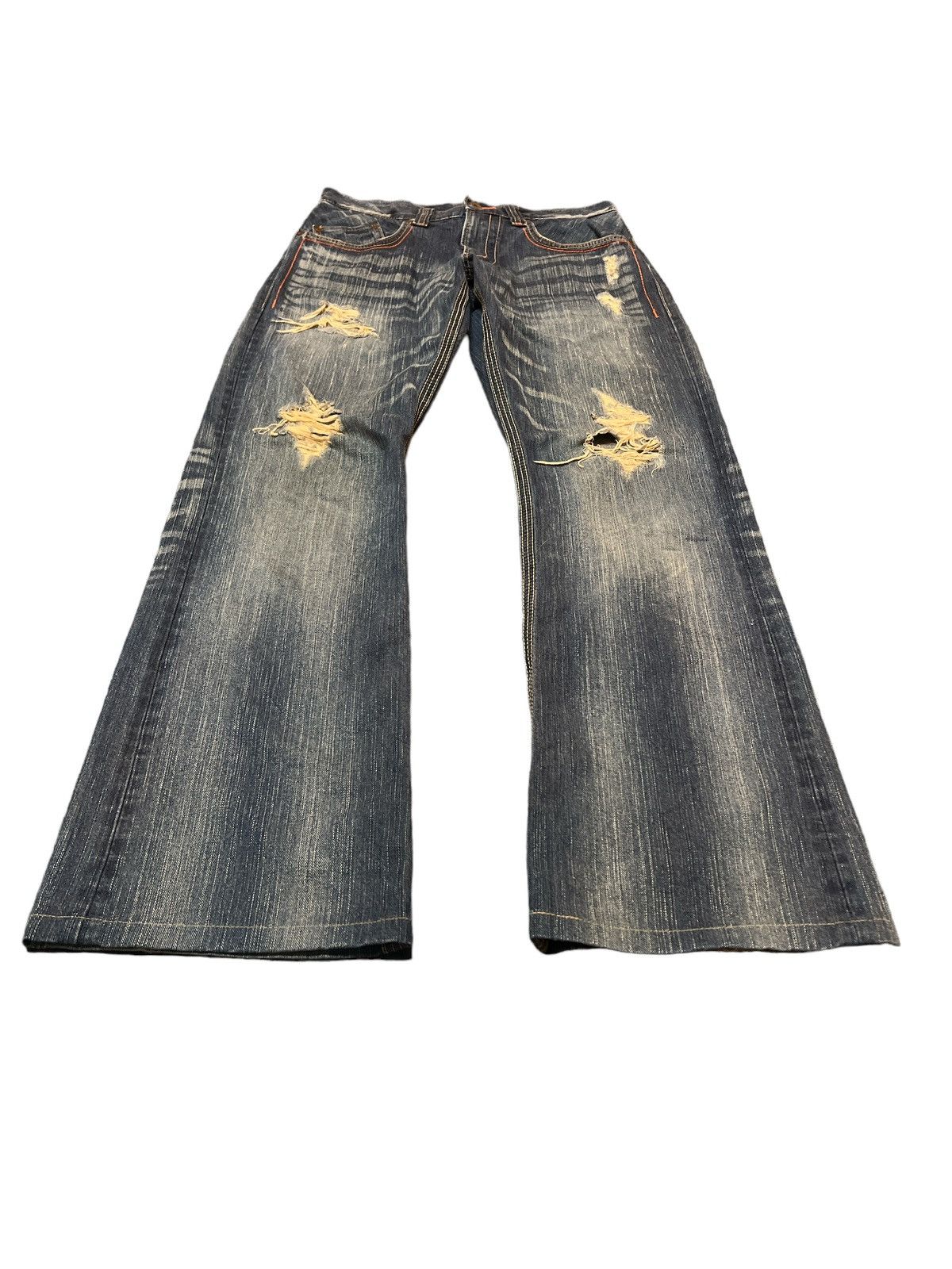 Japanese Brand × Vintage FLARED💥EDWIN XVS RIPPED DISTRESSED DENIM PANT Size US 30 / EU 46 - 2 Thumbnail