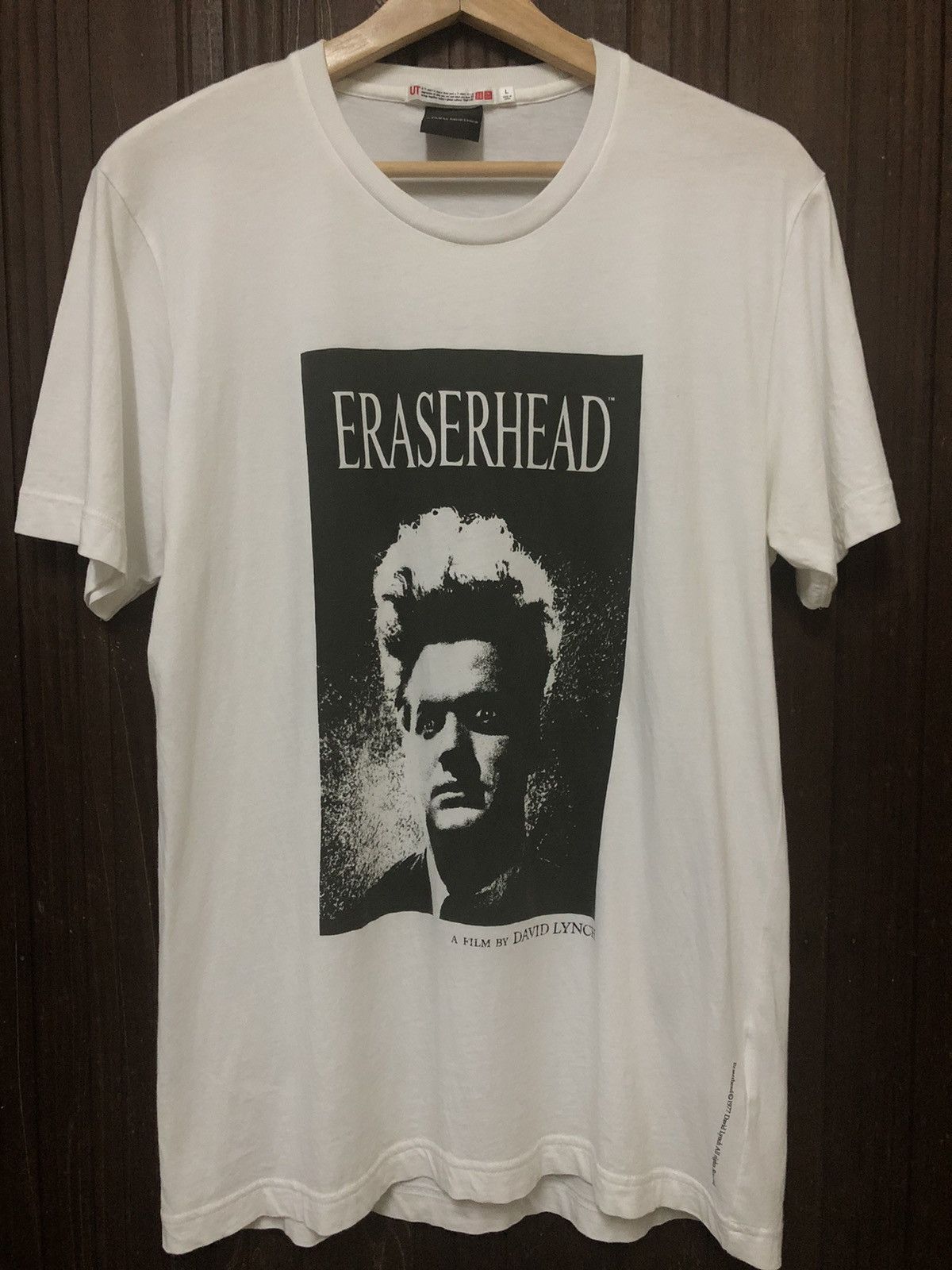 image of Expert Horror x Movie Eraserhead Movie 1977 A Film By David Lynch Uniqlo T Shirt in White (Size Med