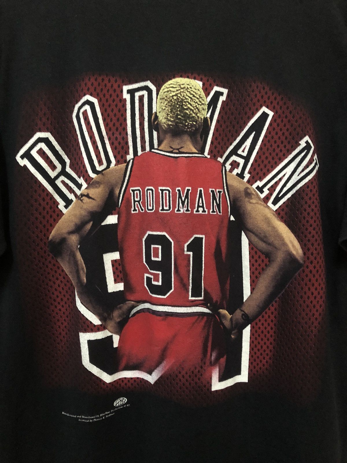 NBA × Rap Tees × Vintage Vintage 90s Dennis Rodman 91 Chicago Bulls Rare Tee Shirt Size US M / EU 48-50 / 2 - 1 Thumbnail