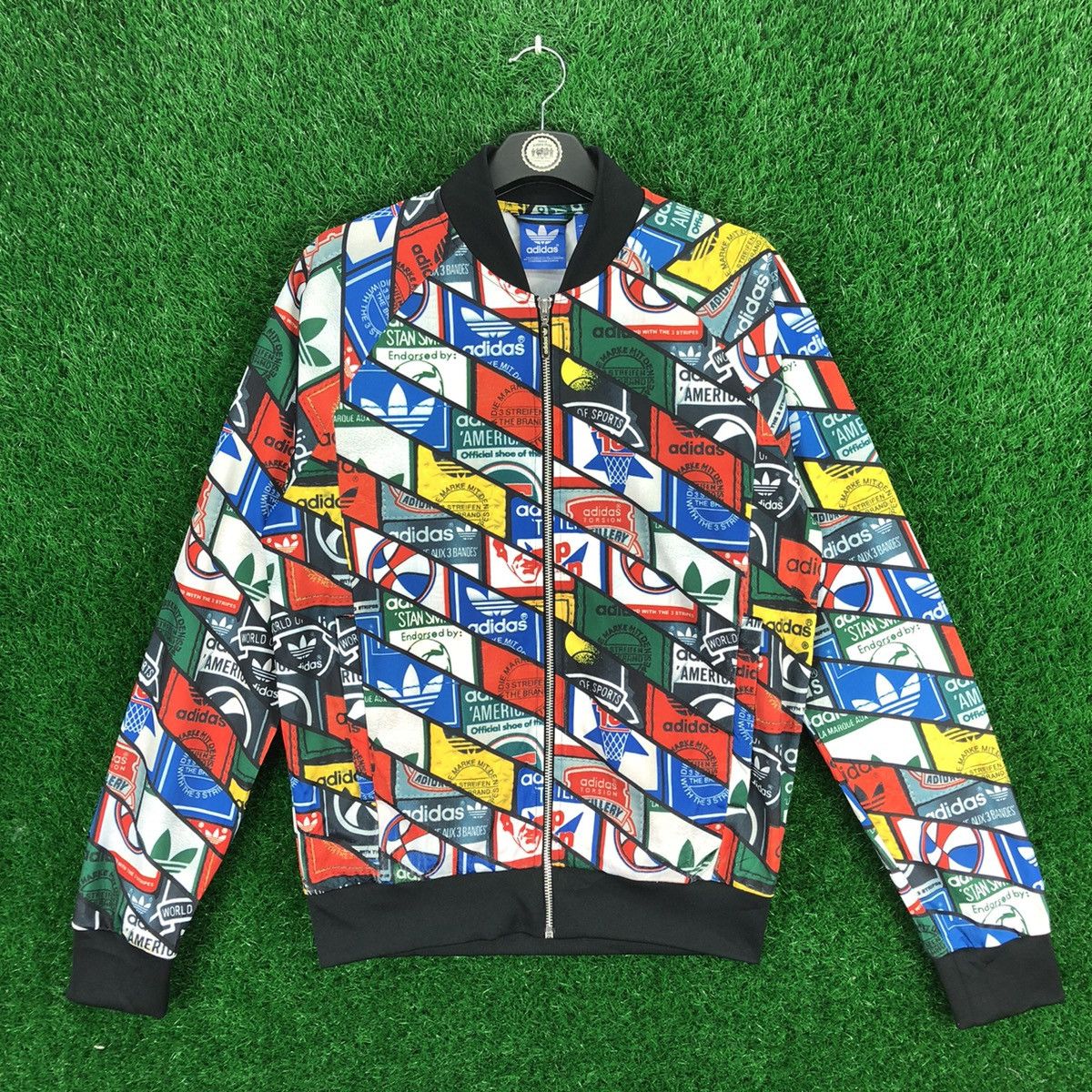 image of Adidas Trefoil Fullprint Zipper Sweater, Men's (Size Medium)