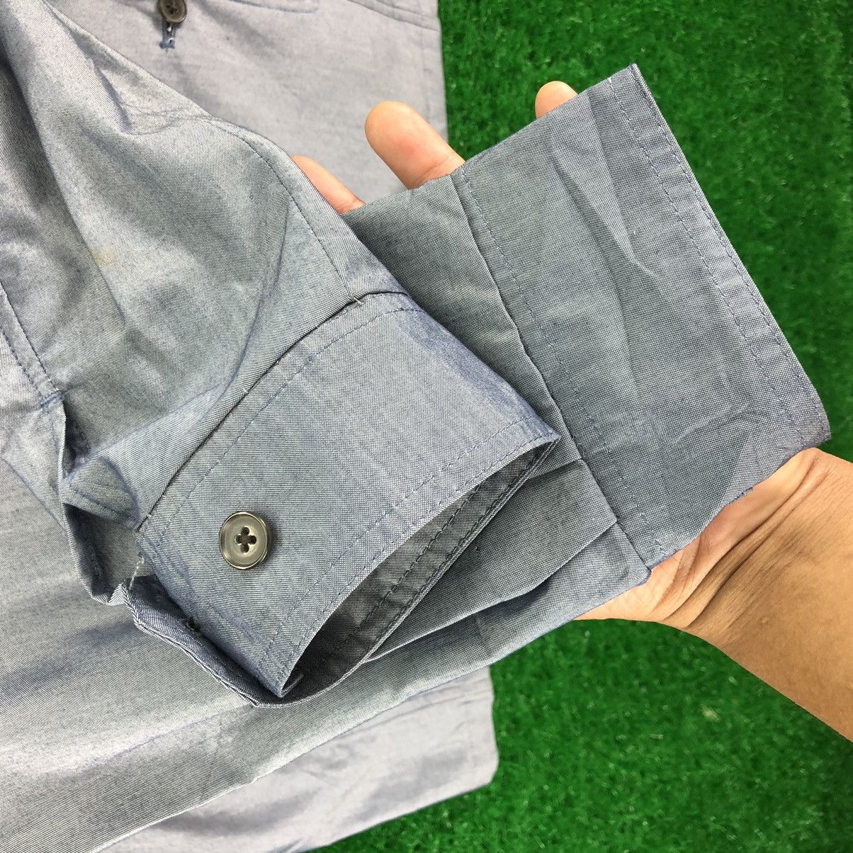 Vintage Vintage 90's Chambray Zipper Jacket by British Khaki Size US L / EU 52-54 / 3 - 8 Thumbnail
