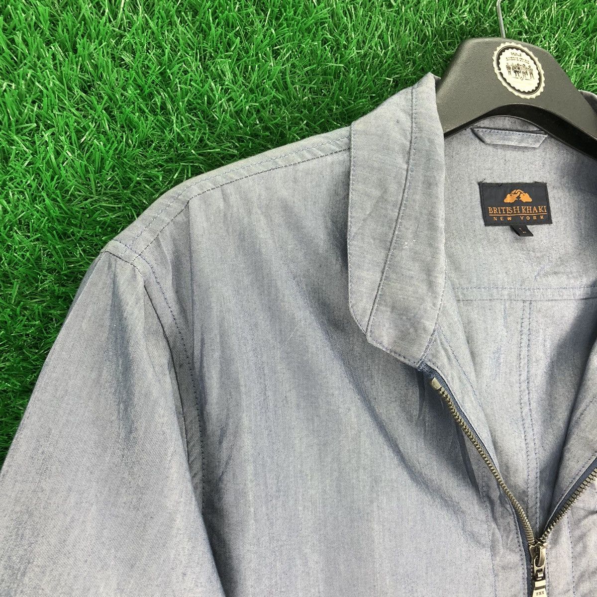 Vintage Vintage 90's Chambray Zipper Jacket by British Khaki Size US L / EU 52-54 / 3 - 2 Thumbnail