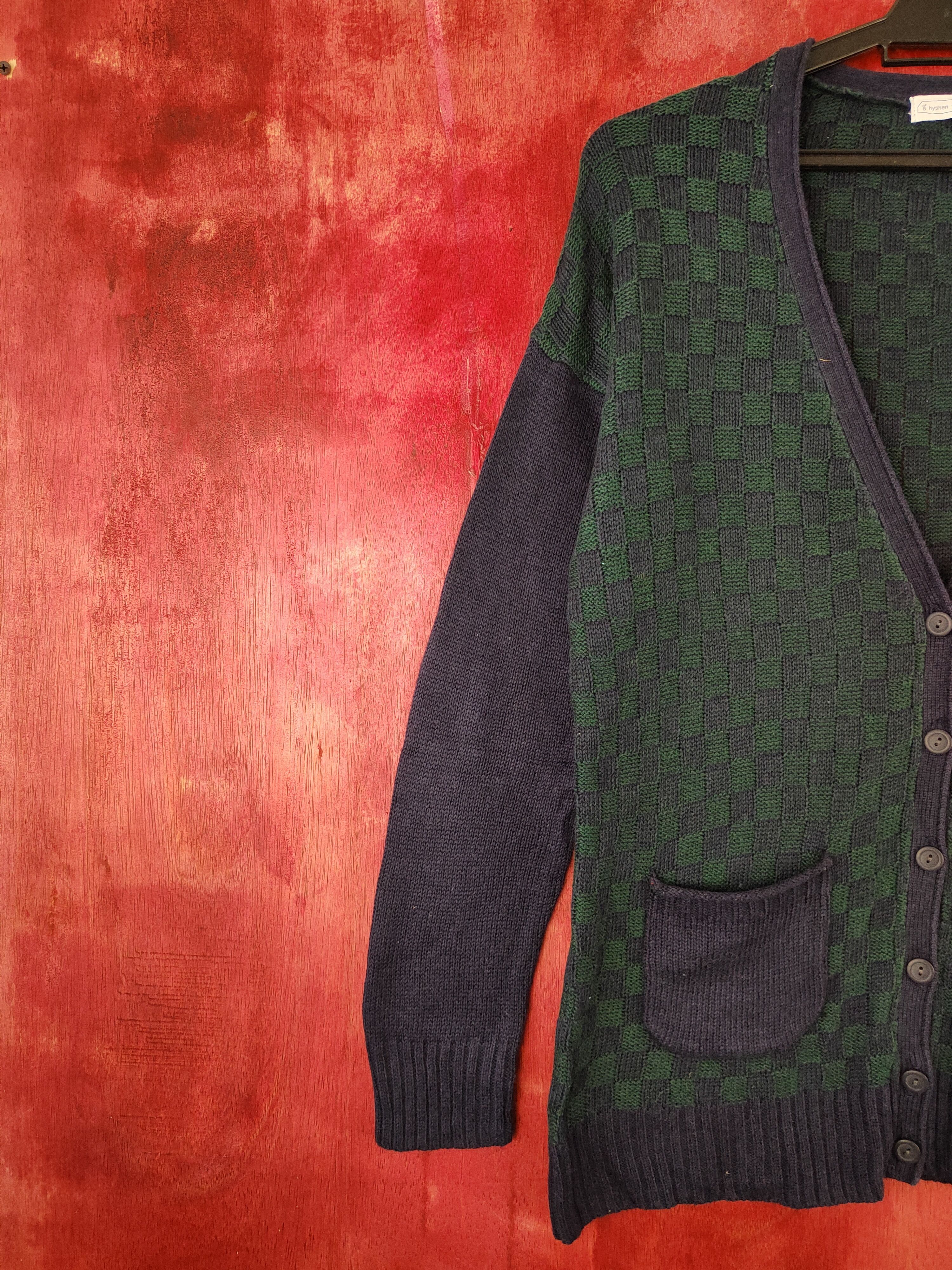Homespun Knitwear E Hypen World Gallery Navy Green Knitwear Cardigan #5466 Size US L / EU 52-54 / 3 - 3 Thumbnail