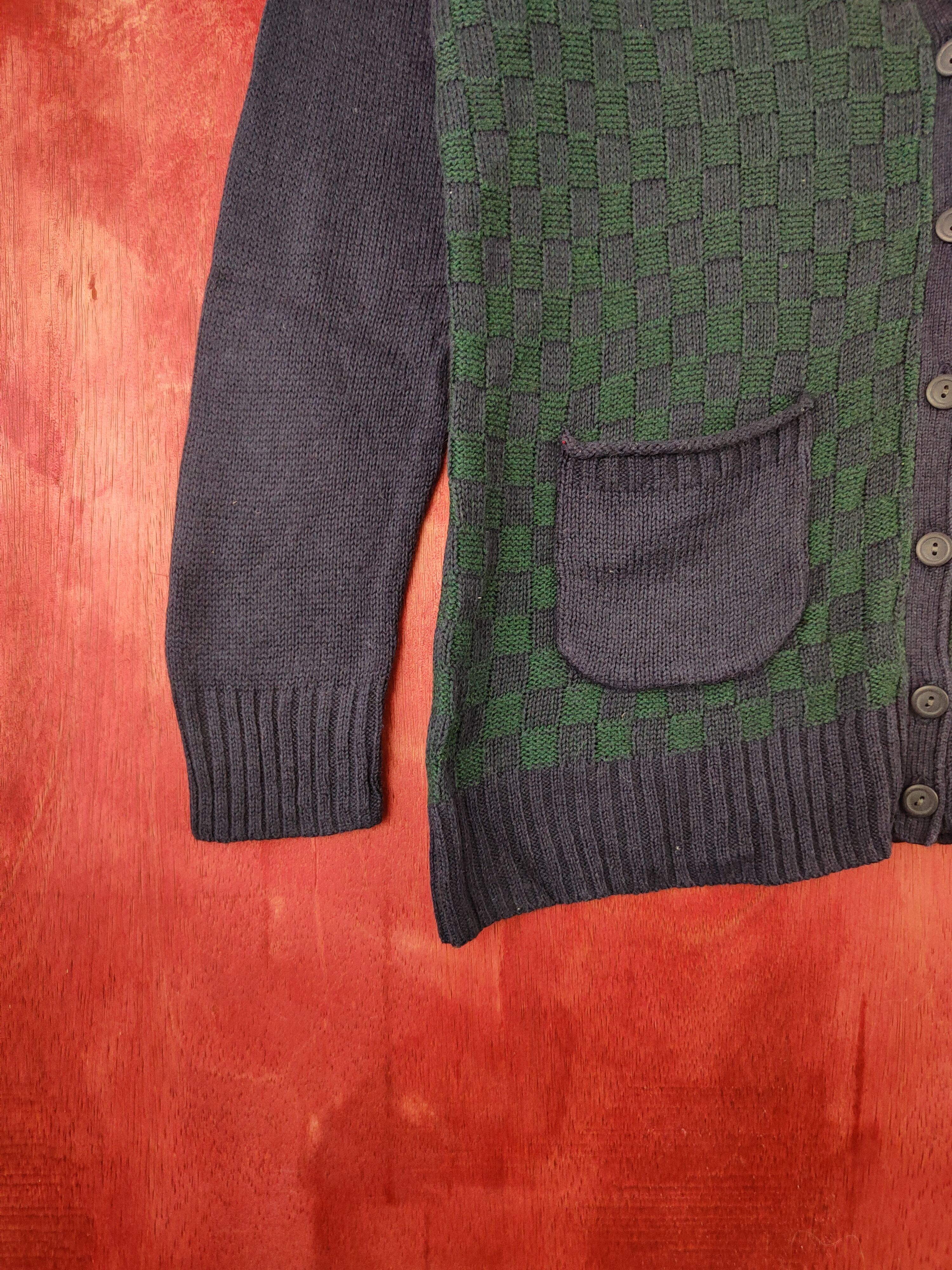 Homespun Knitwear E Hypen World Gallery Navy Green Knitwear Cardigan #5466 Size US L / EU 52-54 / 3 - 4 Thumbnail