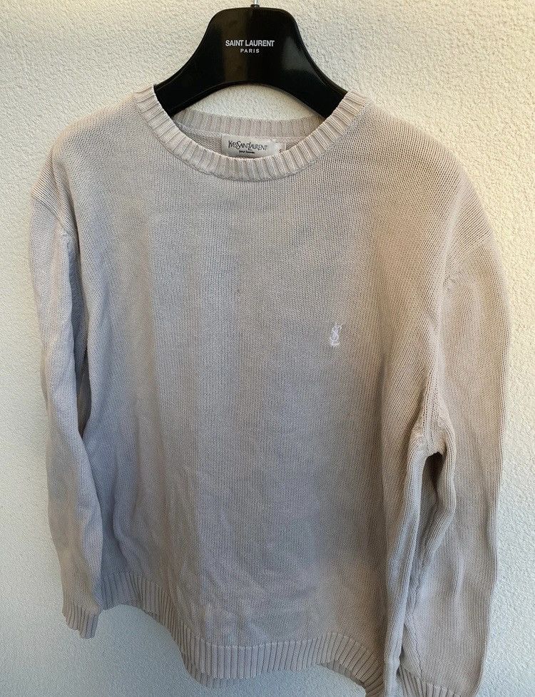 image of Vintage x YVES Saint Laurent Pinky YSL Sweater Knit in Cream Pinky Beige, Men's (Size Small)