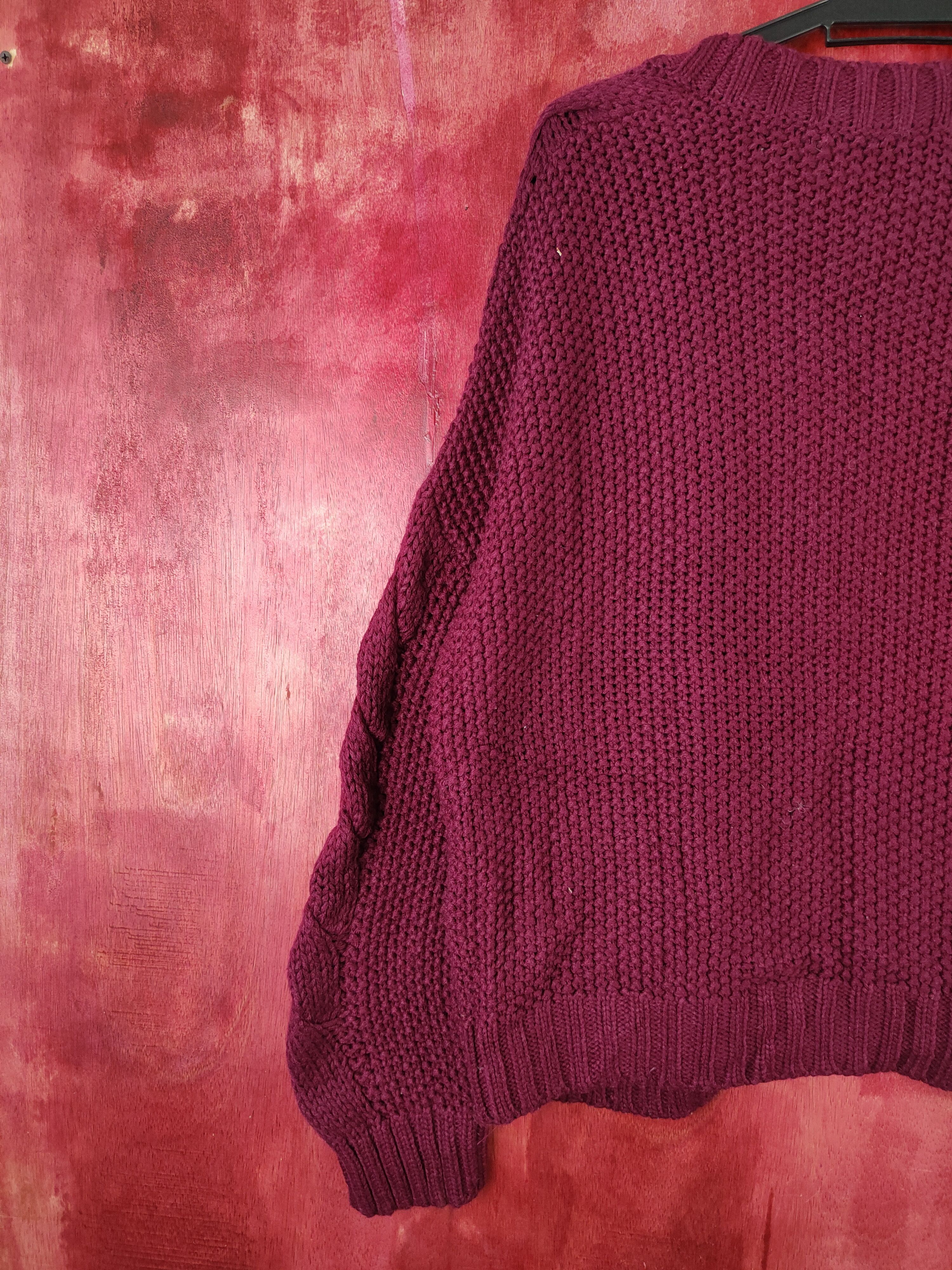 Aran Isles Knitwear DL Avec Moi Maroon aran isle cable Knitwear Cardigan #5456 Size US M / EU 48-50 / 2 - 8 Thumbnail