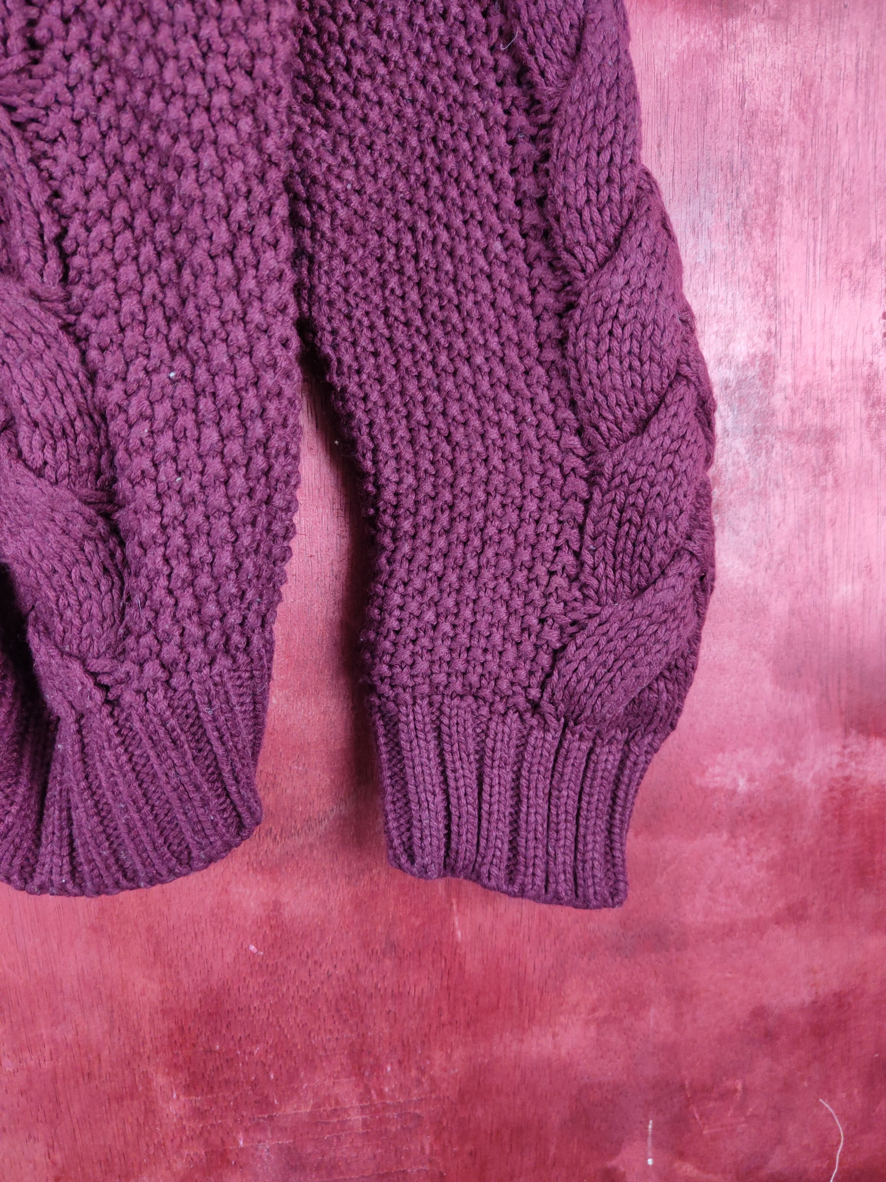 Aran Isles Knitwear DL Avec Moi Maroon aran isle cable Knitwear Cardigan #5456 Size US M / EU 48-50 / 2 - 6 Thumbnail