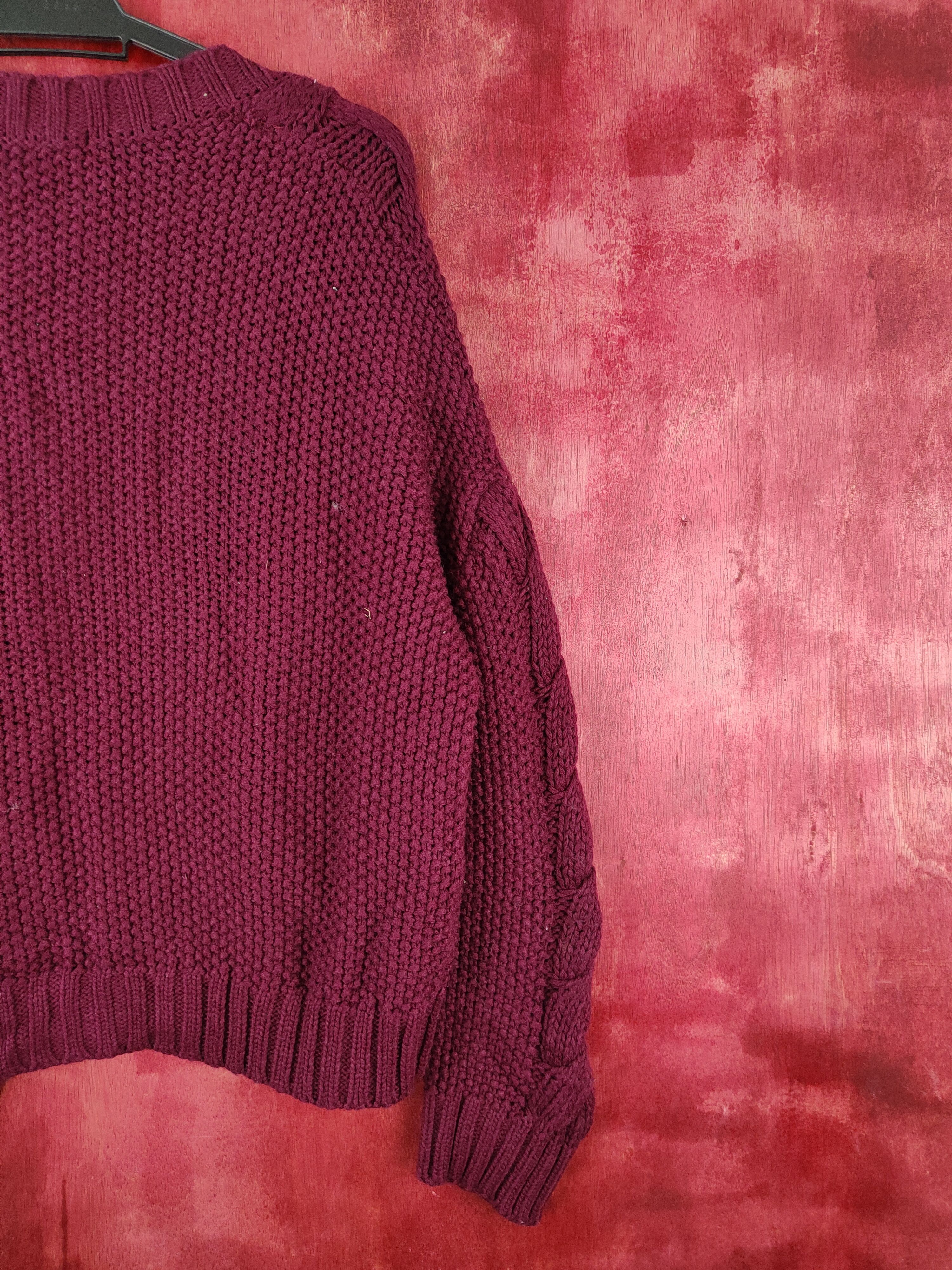 Aran Isles Knitwear DL Avec Moi Maroon aran isle cable Knitwear Cardigan #5456 Size US M / EU 48-50 / 2 - 9 Thumbnail
