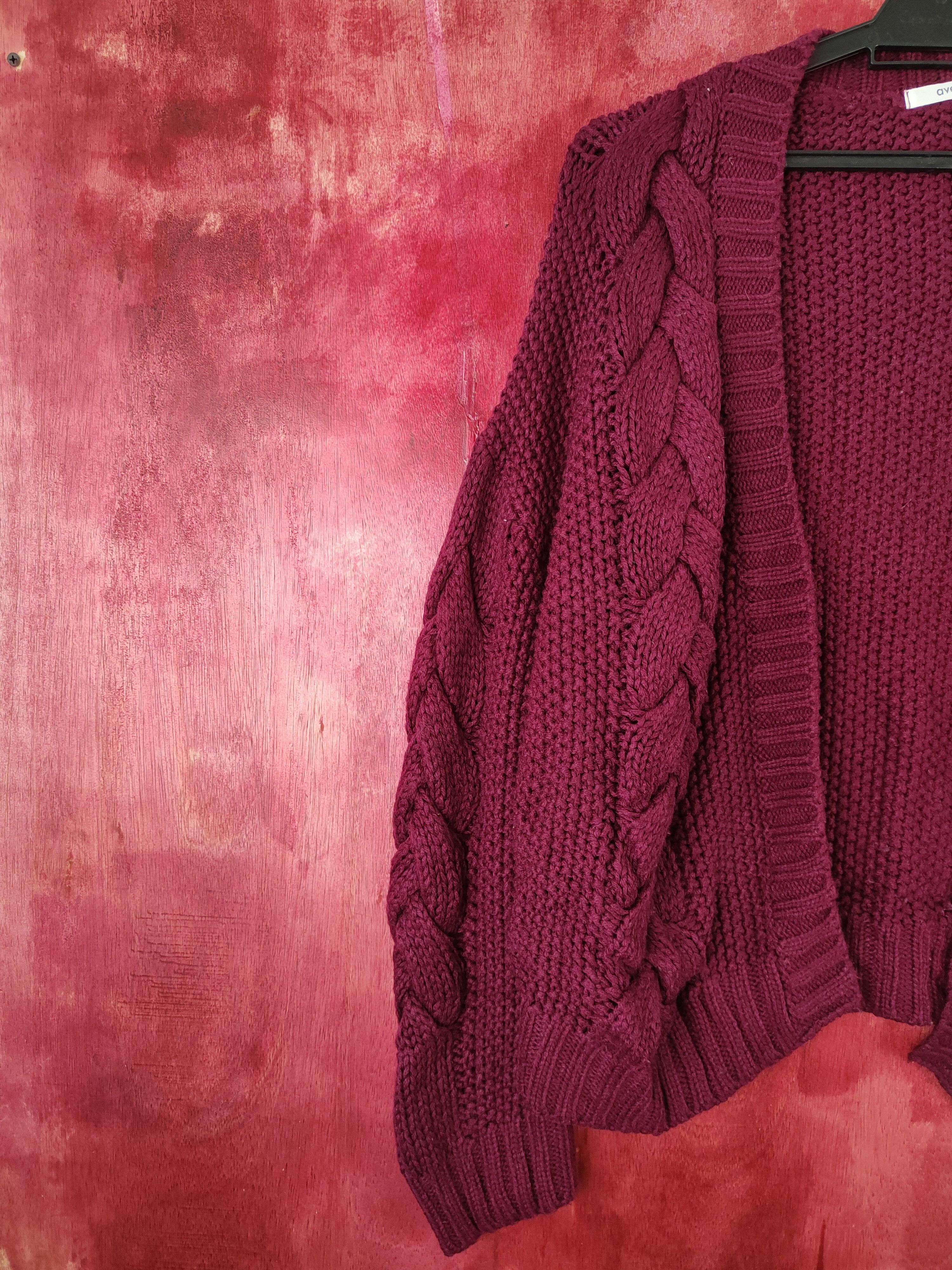 Aran Isles Knitwear DL Avec Moi Maroon aran isle cable Knitwear Cardigan #5456 Size US M / EU 48-50 / 2 - 3 Thumbnail