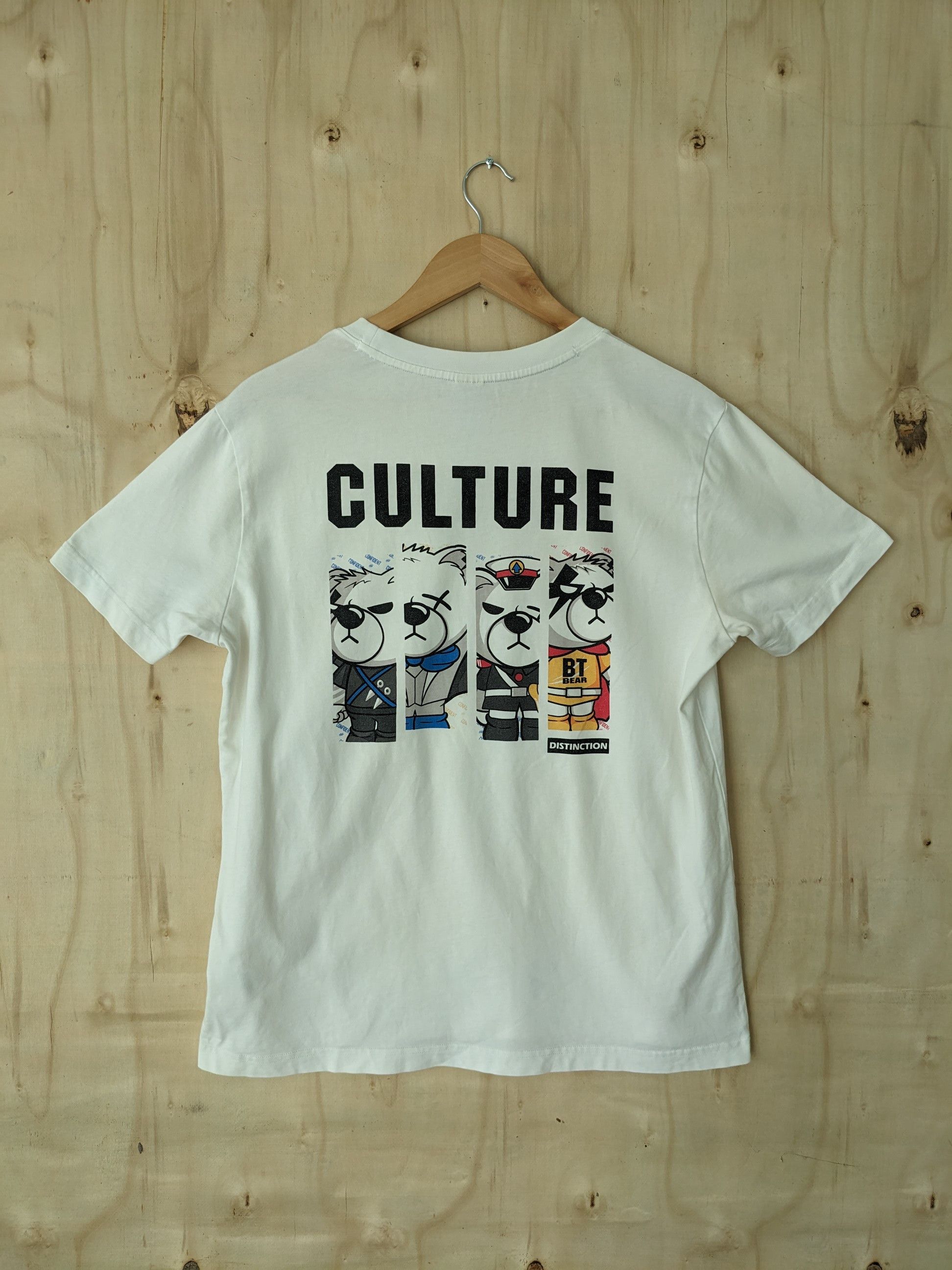 image of Hype Vintage Culture Distinction Bear Tee By Yishion Casual in White, Men's (Size Medium)