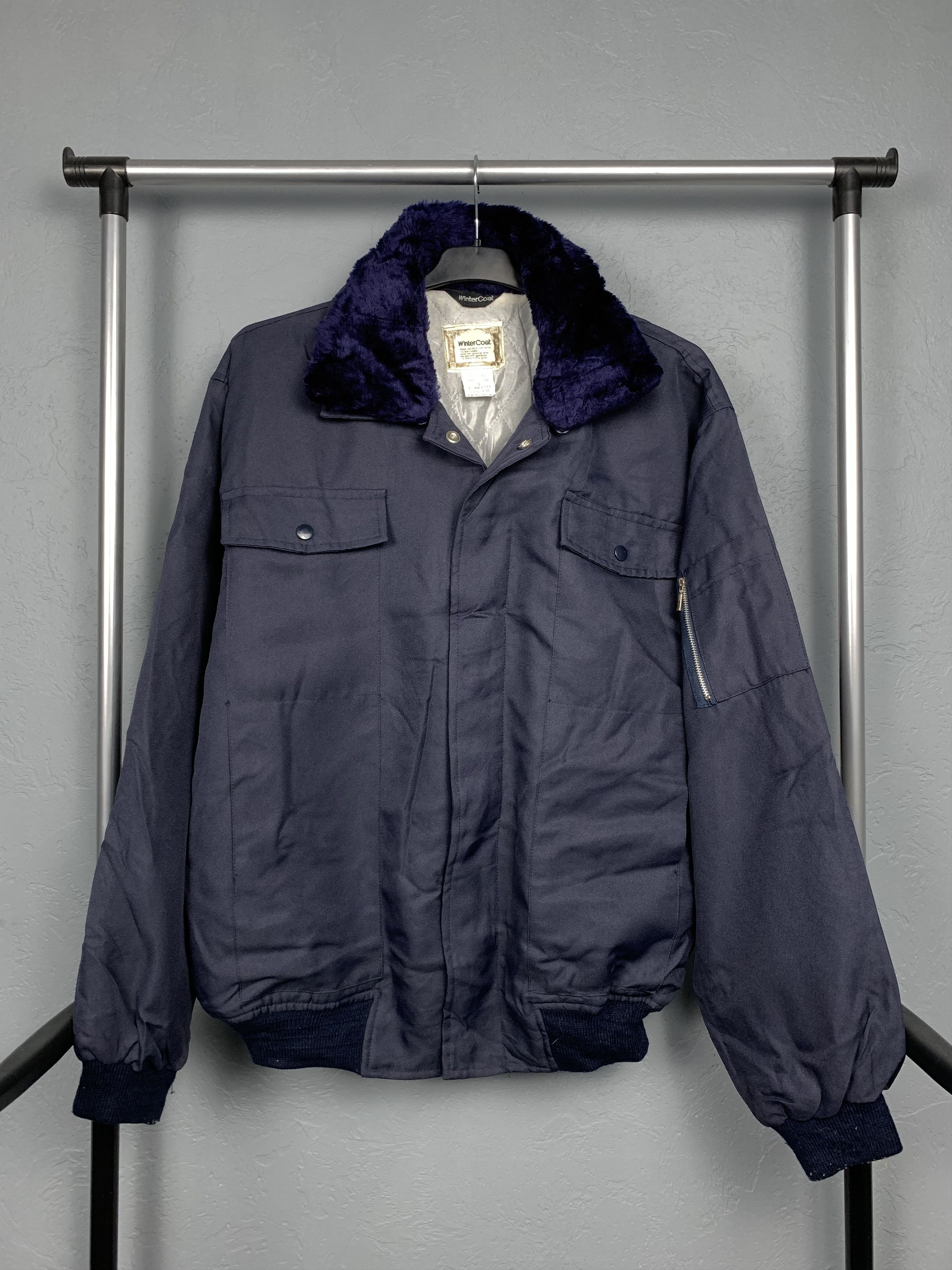 Japanese Brand Winter Coat 90s Vintage Mens Bomber Jacket Fur Collar Size US L / EU 52-54 / 3 - 1 Thumbnail