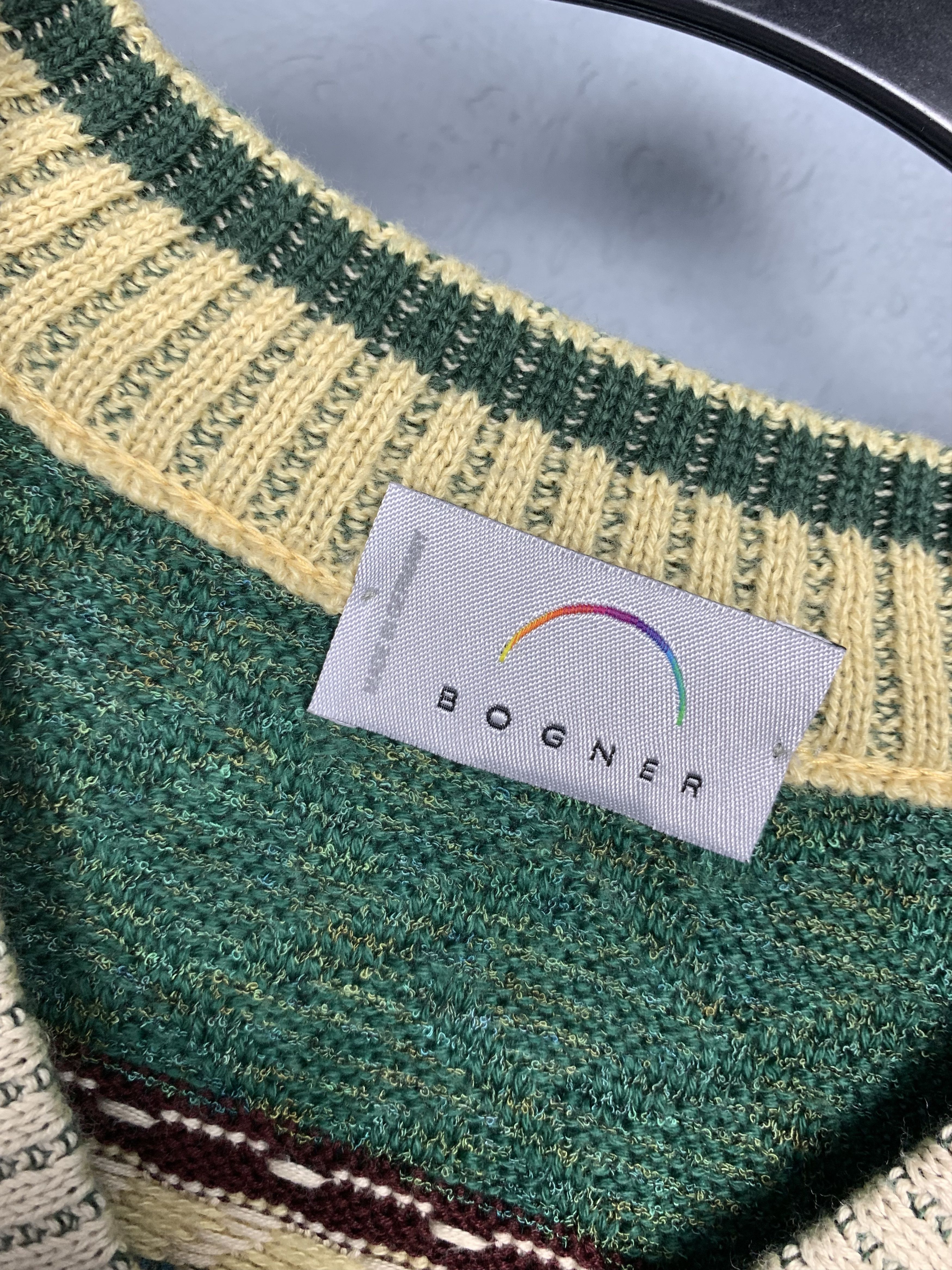 Bogner Bogner Vintage Mens Coloured Cable Knit V-neck Sweater Size US L / EU 52-54 / 3 - 3 Thumbnail