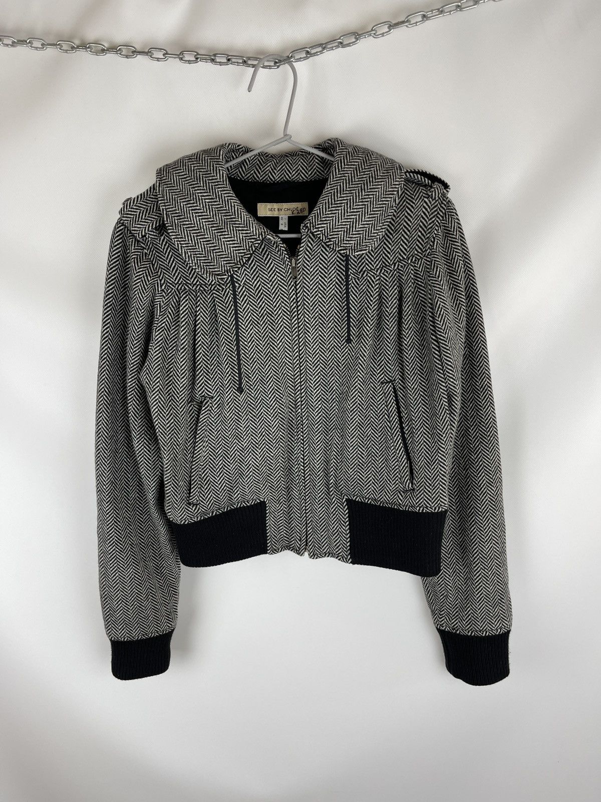 SEE BY CHLOE Grey/Black Jacket Size fashion 6